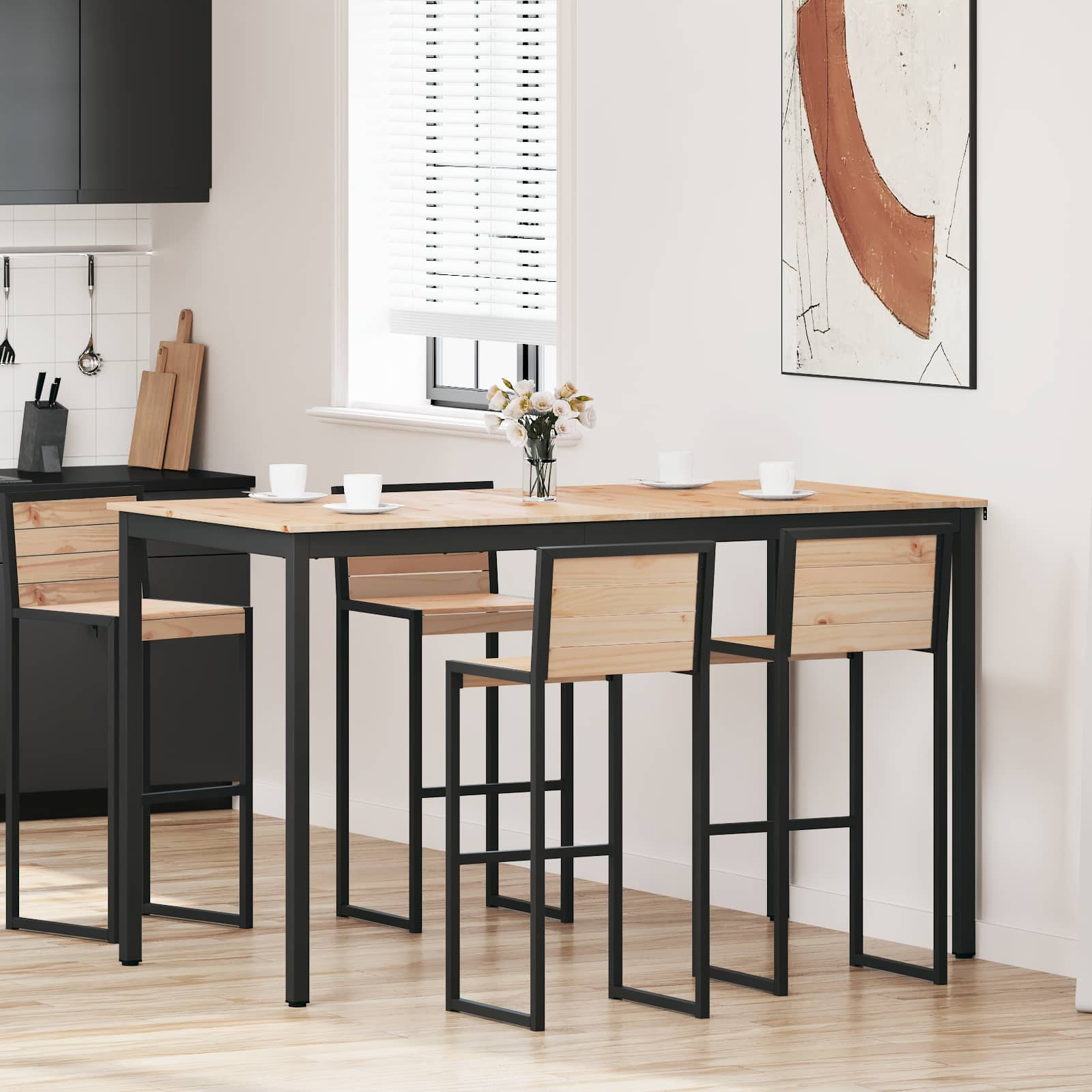 vidaXL Bartisch Natur 180 x 90 x 105 cm Massives Kiefernholz