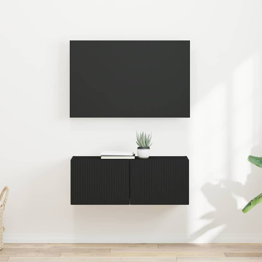 vidaXL TV-Wandschrank 2 pcs Schwarz 39 x 31 x 29,5 cm Holzwerkstoff