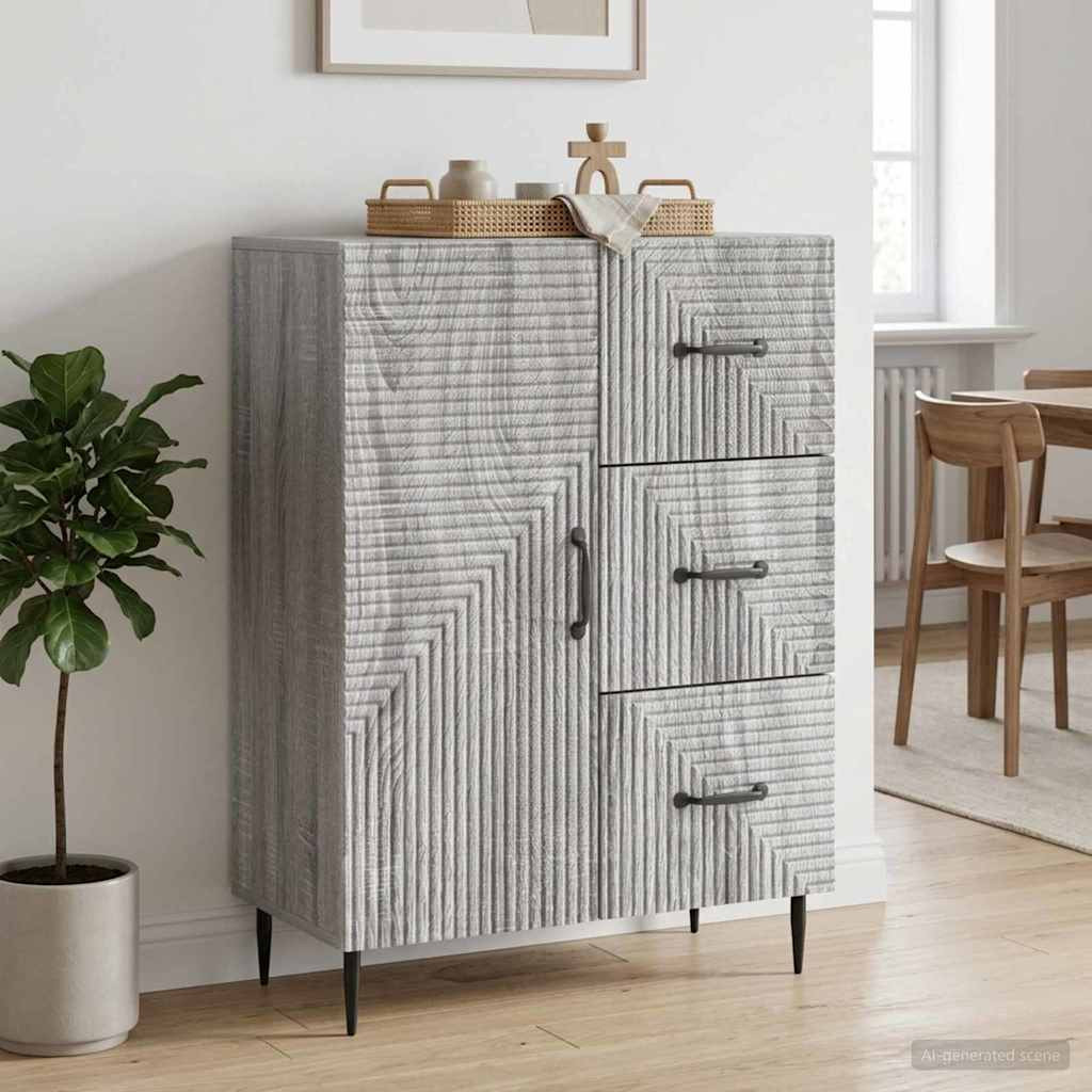 vidaXL Sideboard Graues Sonoma 66 x 34,5 x 89,5 cm Holzwerkstoff