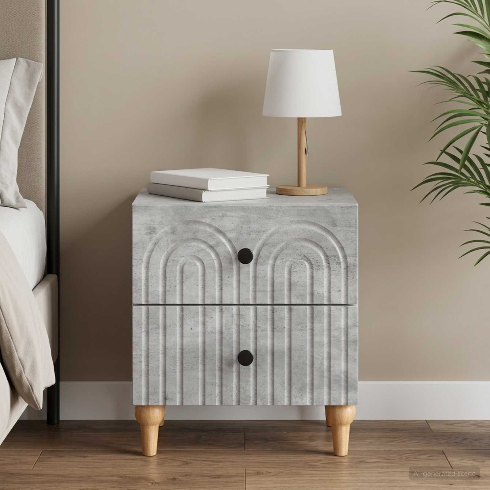vidaXL Nachttisch Betongrau 43 x 34,5 x 48 cm Holzwerkstoff