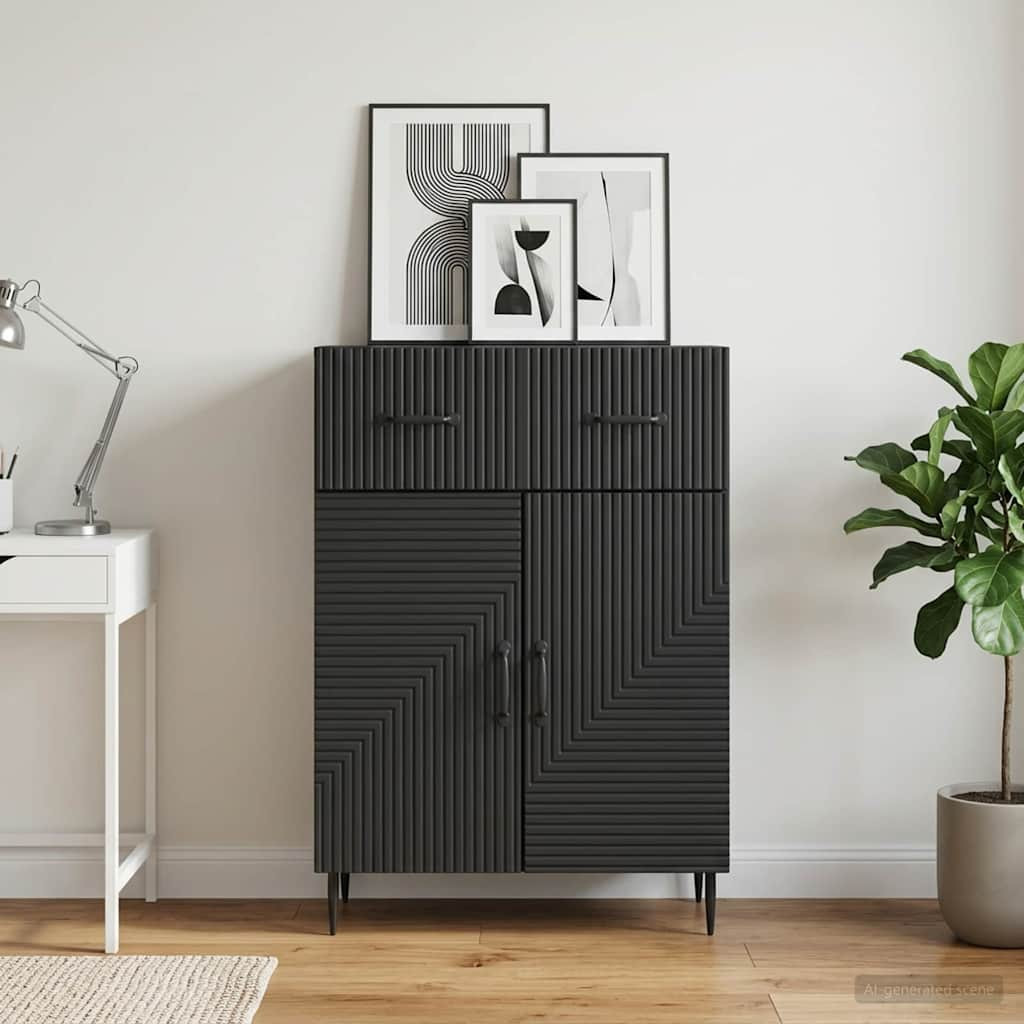 vidaXL Sideboard Schwarz 66 x 34,5 x 89,5 cm Holzwerkstoff