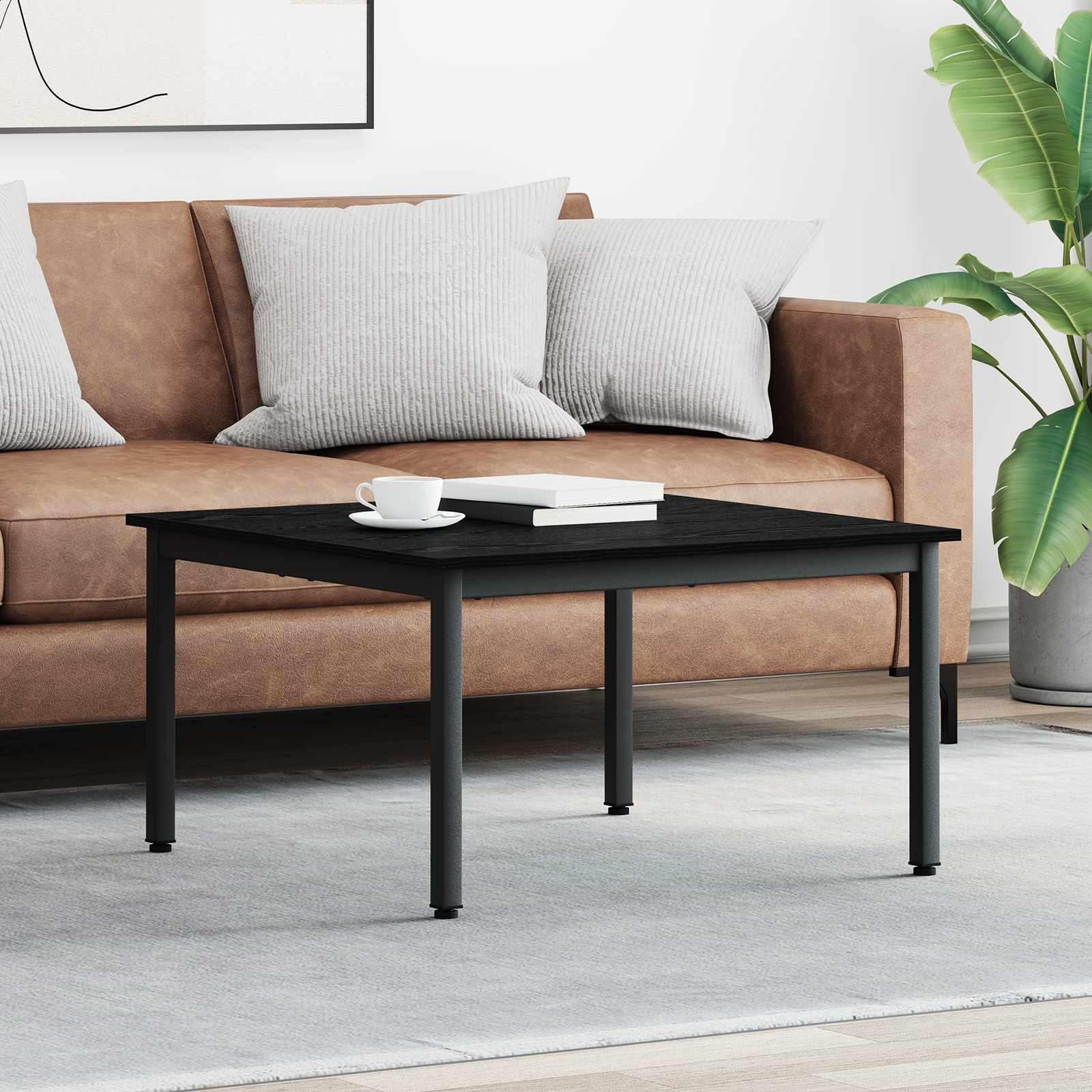 vidaXL Couchtisch Schwarz Eichen-Optik 80 x 80 x 45 cm Holzwerkstoff