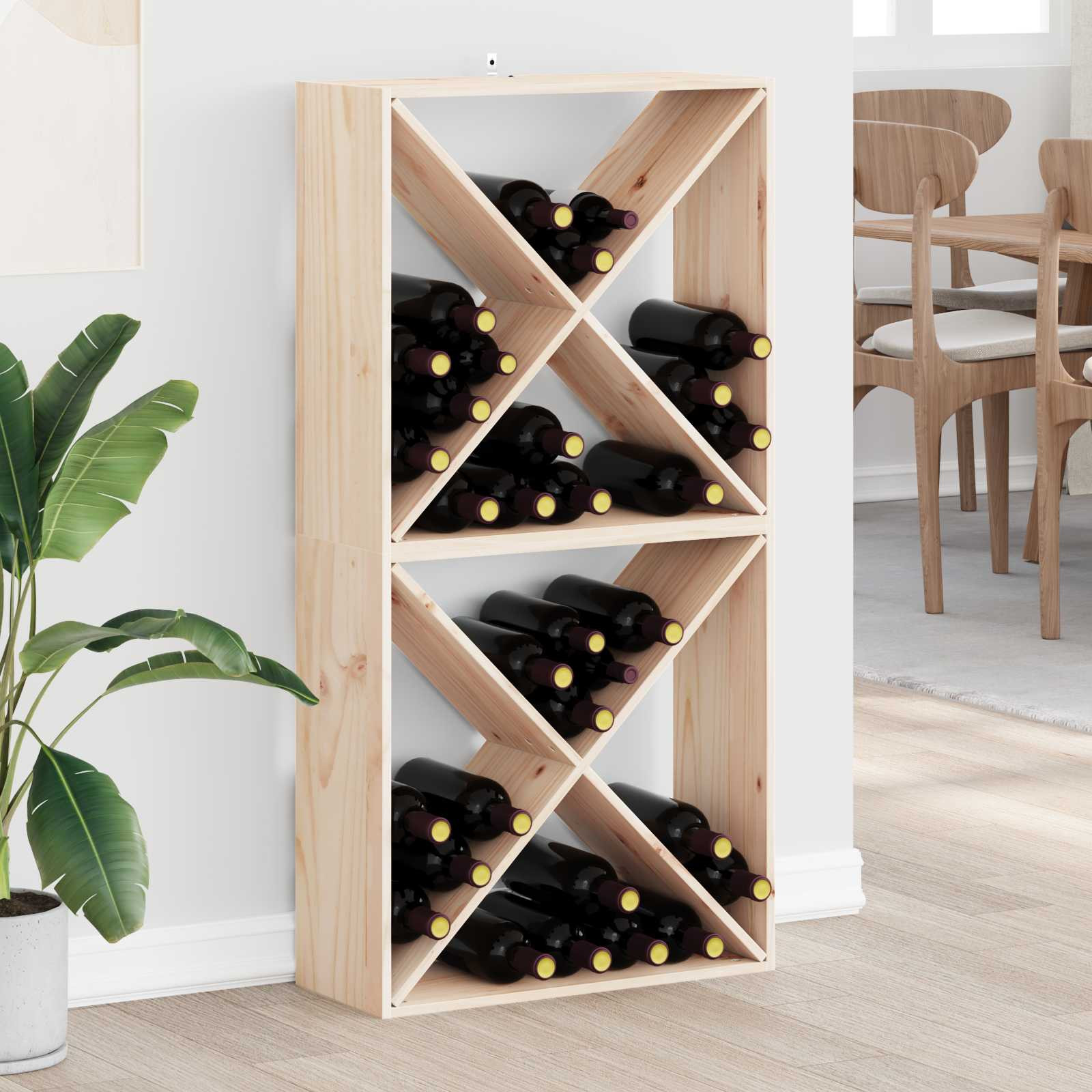 vidaXL Weinregal 2 pcs Natur 62 x 25 x 62 cm Massives Kiefernholz