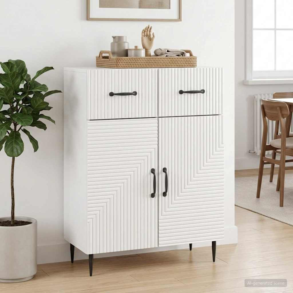 vidaXL Sideboard Hochglanz Weiß 66 x 34,5 x 89,5 cm Holzwerkstoff