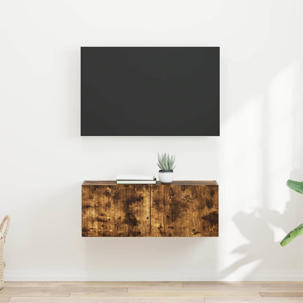 vidaXL TV-Wandschrank 2 pcs Geräucherte Eiche 39 x 31 x 29,5 cm