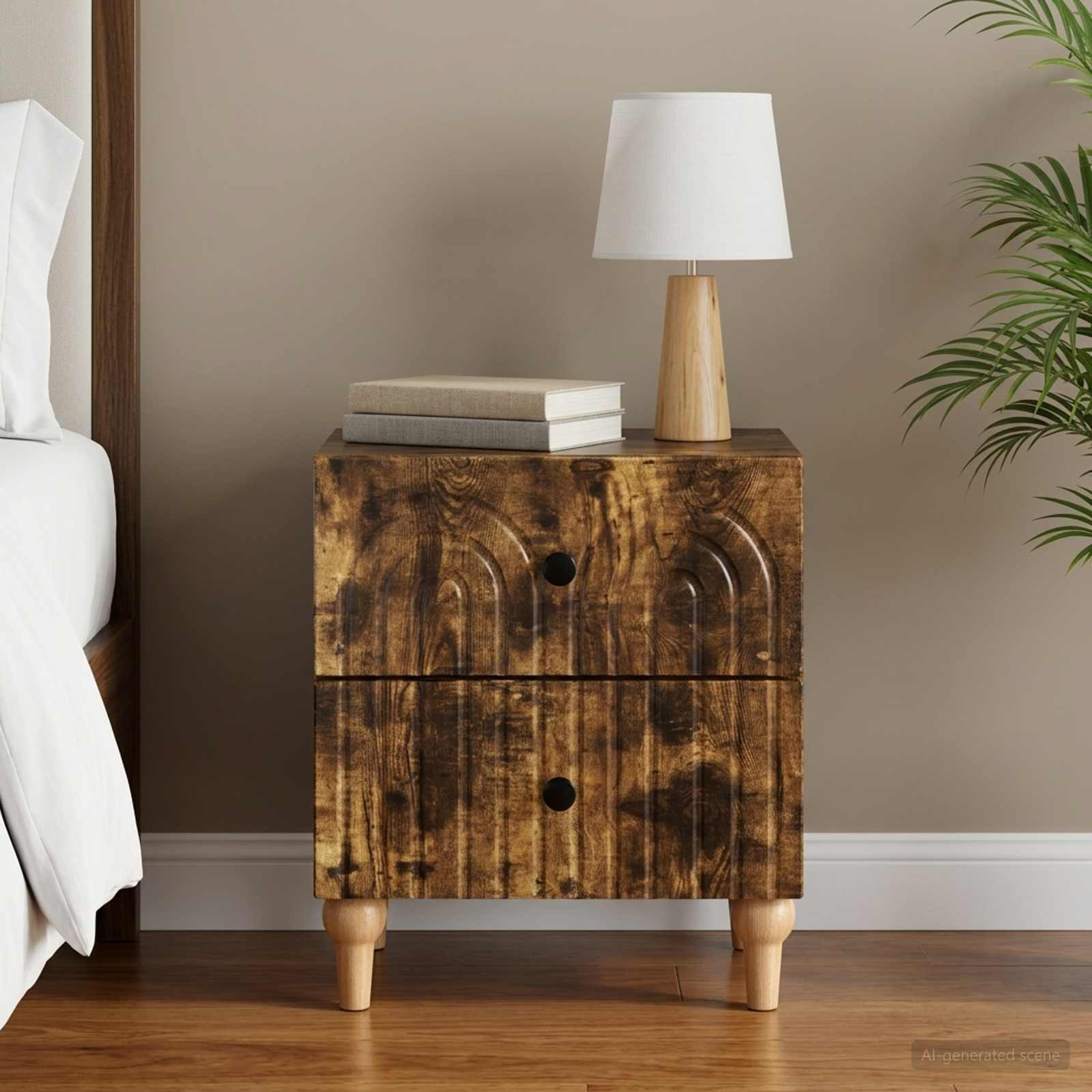 vidaXL Nachttisch Geräucherte Eiche 43 x 34,5 x 48 cm Holzwerkstoff