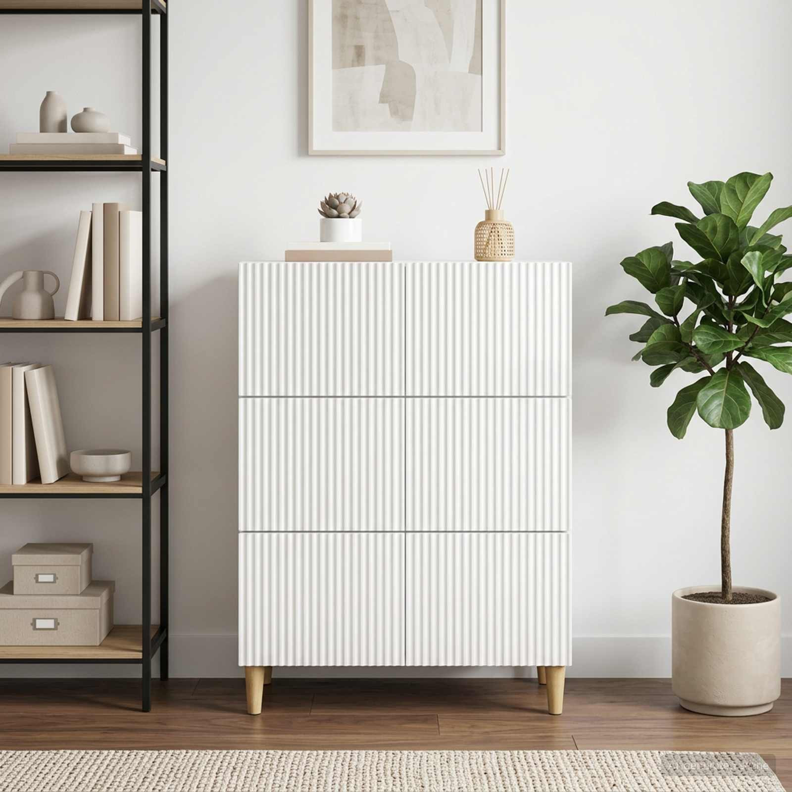 vidaXL Schubladenschrank Hochglanz Weiß 66 x 34,5 x 90 cm