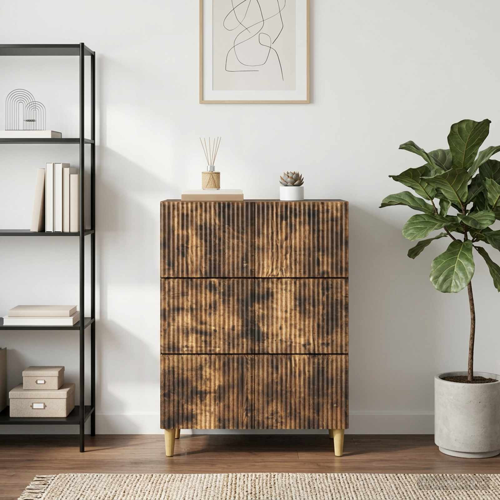 vidaXL Schubladenschrank Geräucherte Eiche 66 x 34,5 x 90 cm