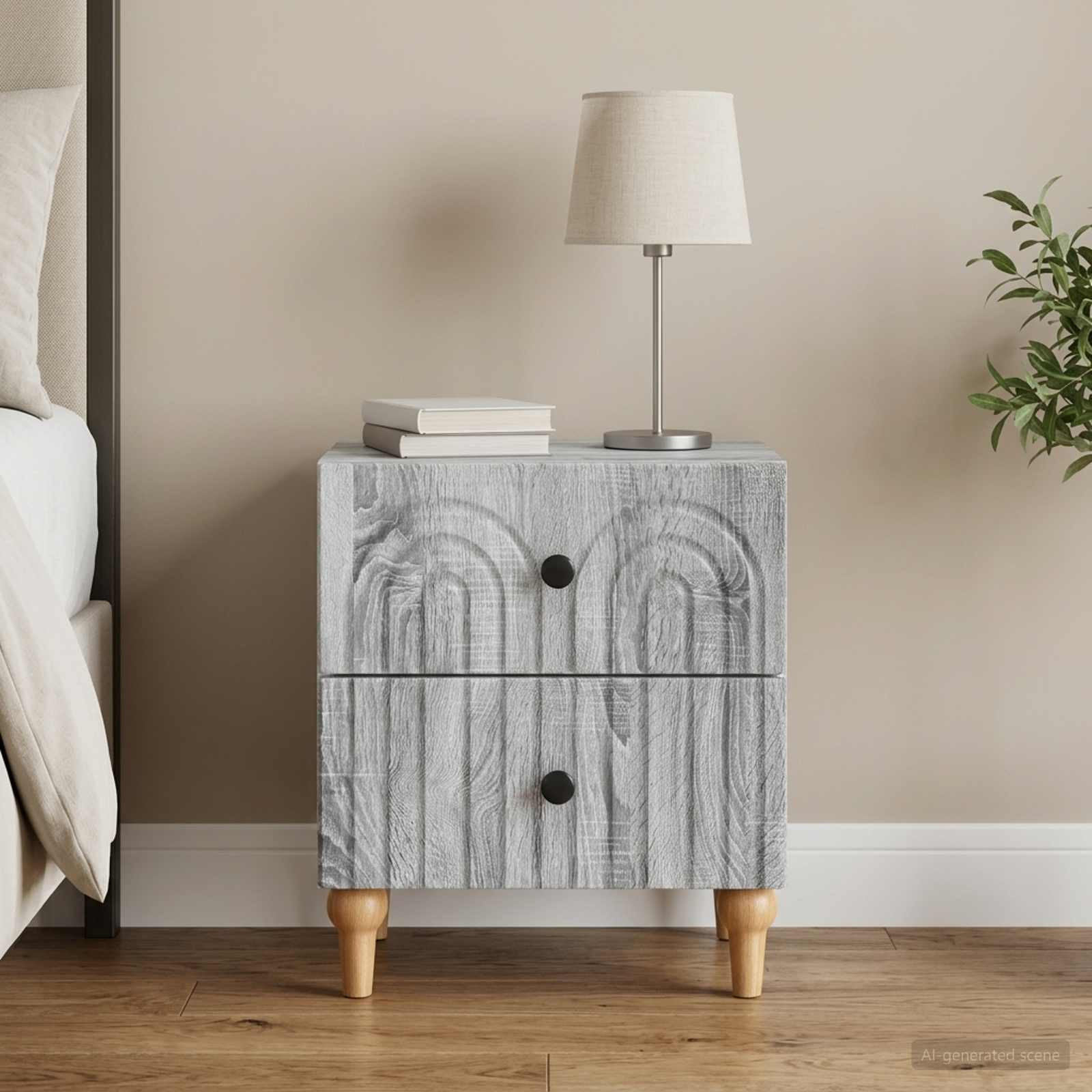 vidaXL Nachttisch Graues Sonoma 43 x 34,5 x 48 cm Holzwerkstoff