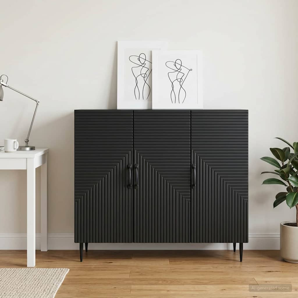 vidaXL Sideboard Schwarz 89 x 34,5 x 80 cm Holzwerkstoff