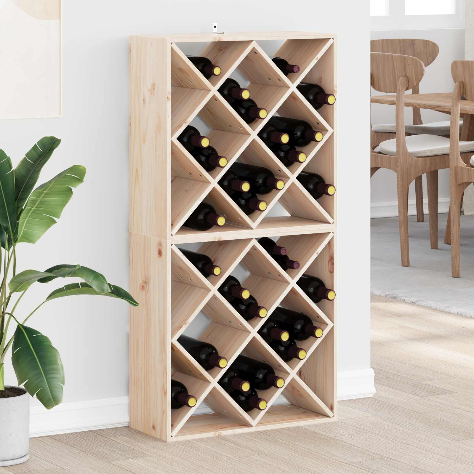 vidaXL Weinregal 2 pcs Natur 62 x 25 x 62 cm Massives Kiefernholz