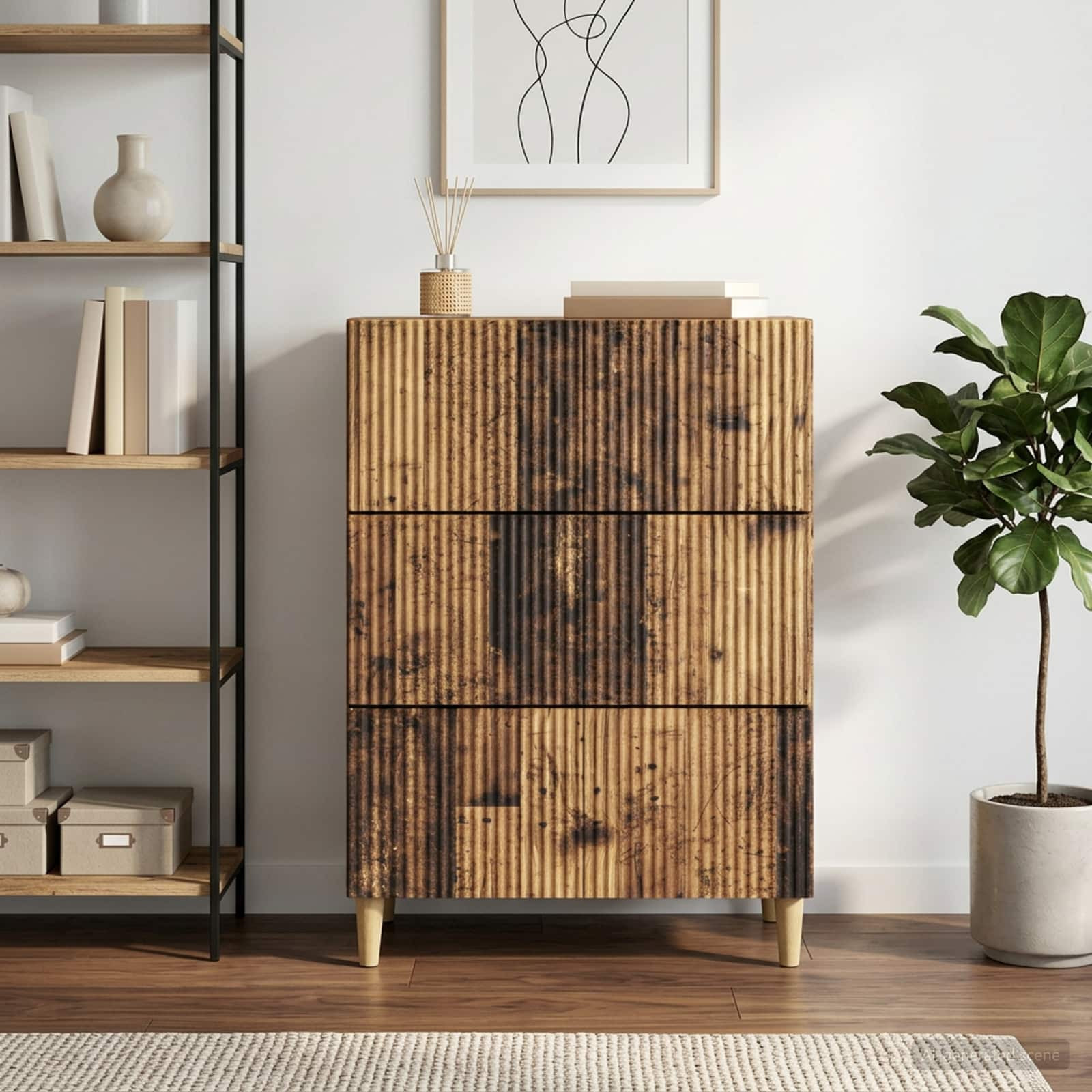 vidaXL Schubladenschrank Altholz 66 x 34,5 x 90 cm Holzwerkstoff