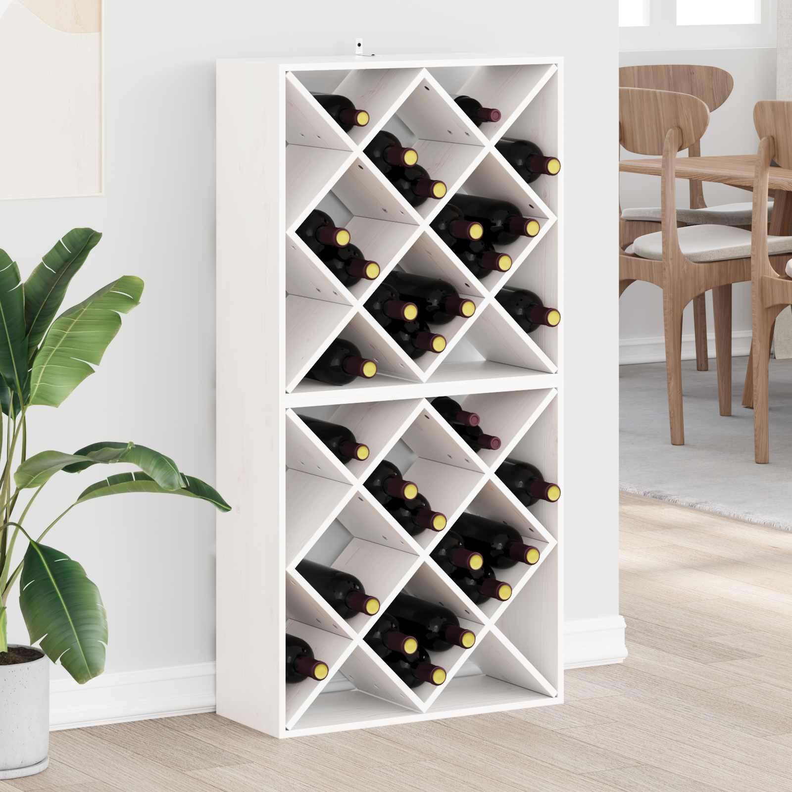 vidaXL Weinregal 2 pcs Weiß 62 x 25 x 62 cm Massives Kiefernholz
