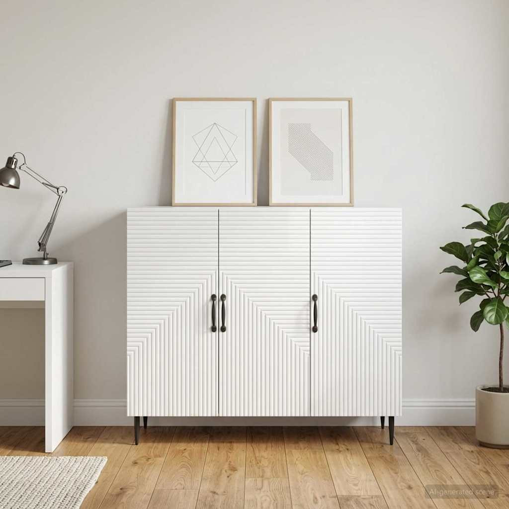 vidaXL Sideboard Hochglanz Weiß 89 x 34,5 x 80 cm Holzwerkstoff