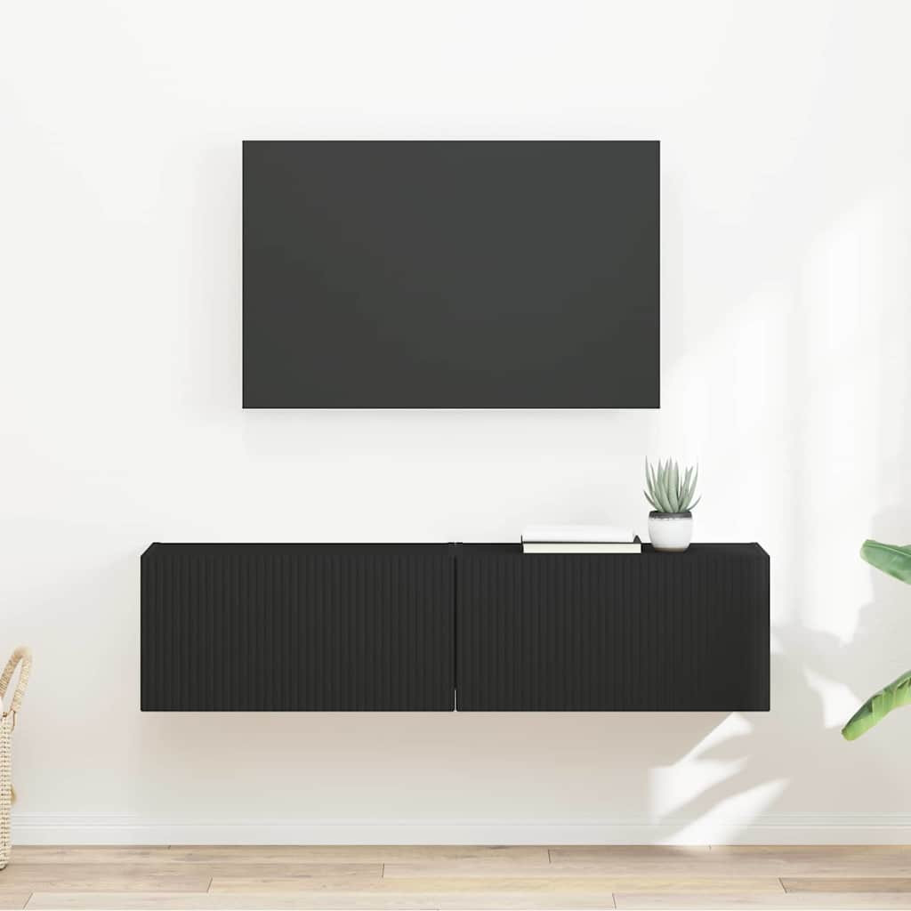 vidaXL TV-Wandschrank 2 pcs Schwarz 60 x 31 x 29,5 cm Holzwerkstoff