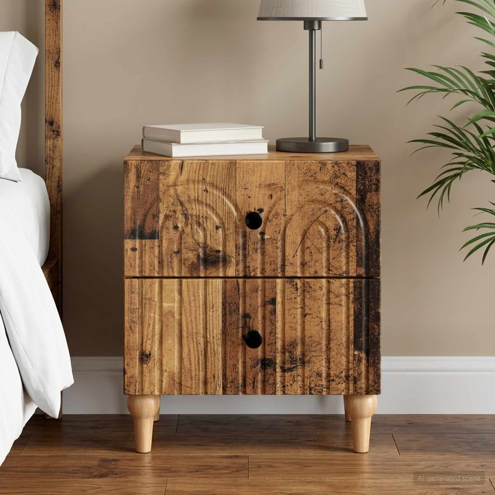 vidaXL Nachttisch Altholz 43 x 34,5 x 48 cm Holzwerkstoff