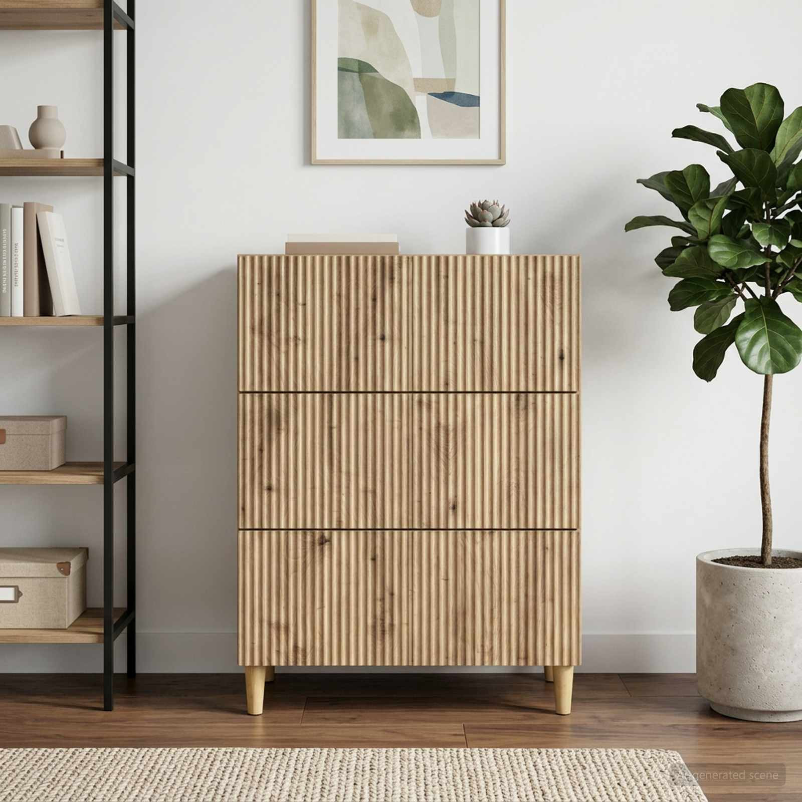 vidaXL Schubladenschrank 66 x 34,5 x 90 cm Holzwerkstoff Artisan-Eiche