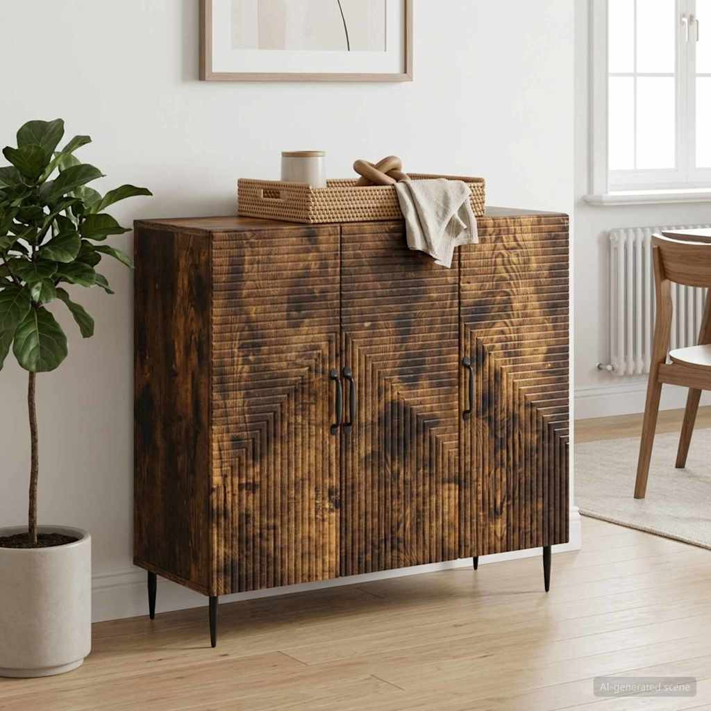 vidaXL Sideboard Geräucherte Eiche 89 x 34,5 x 80 cm Holzwerkstoff