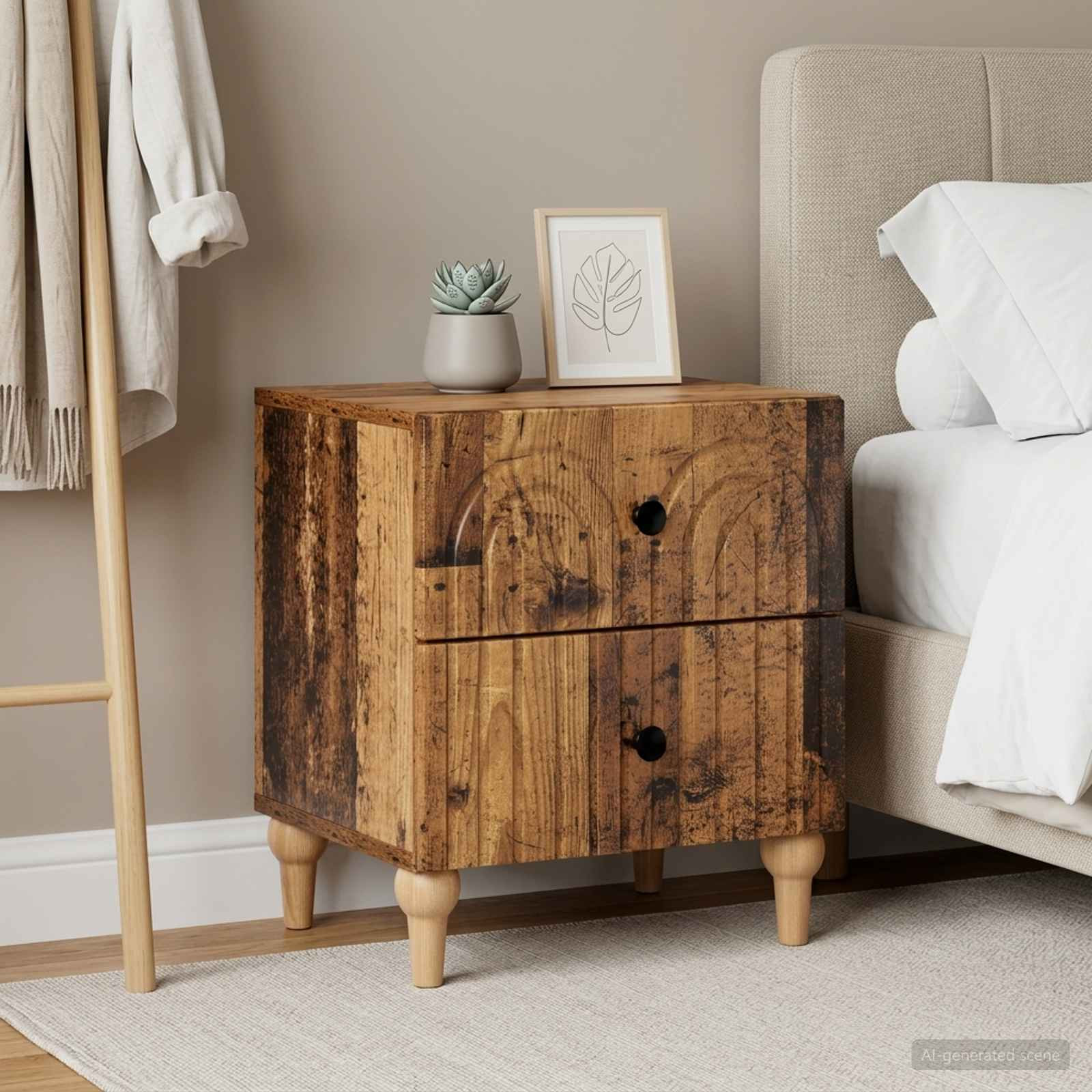 vidaXL Nachttisch 2 pcs Altholz 43 x 34,5 x 48 cm Holzwerkstoff