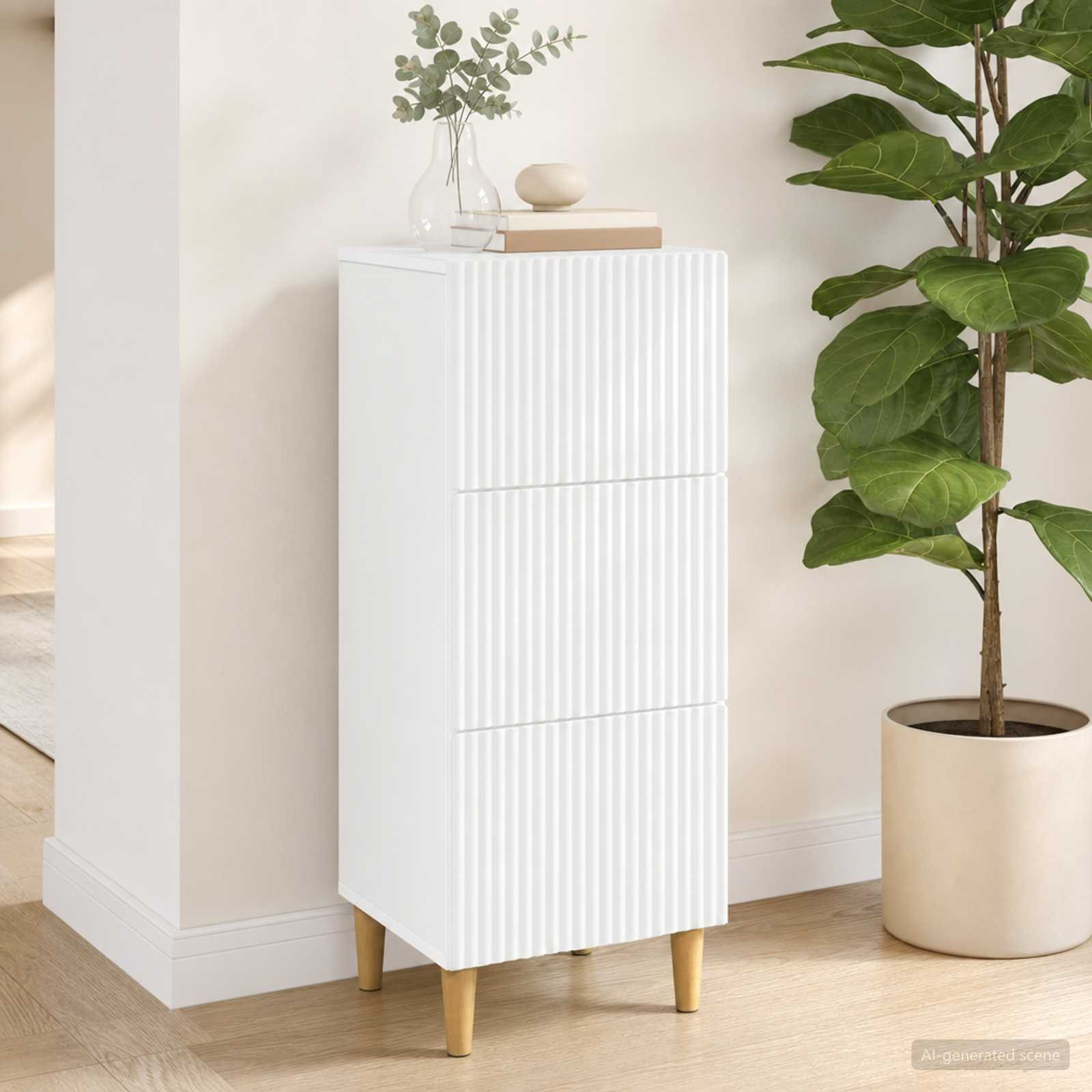 vidaXL Schubladenschrank Weiß 33 x 34,5 x 90 cm Holzwerkstoff