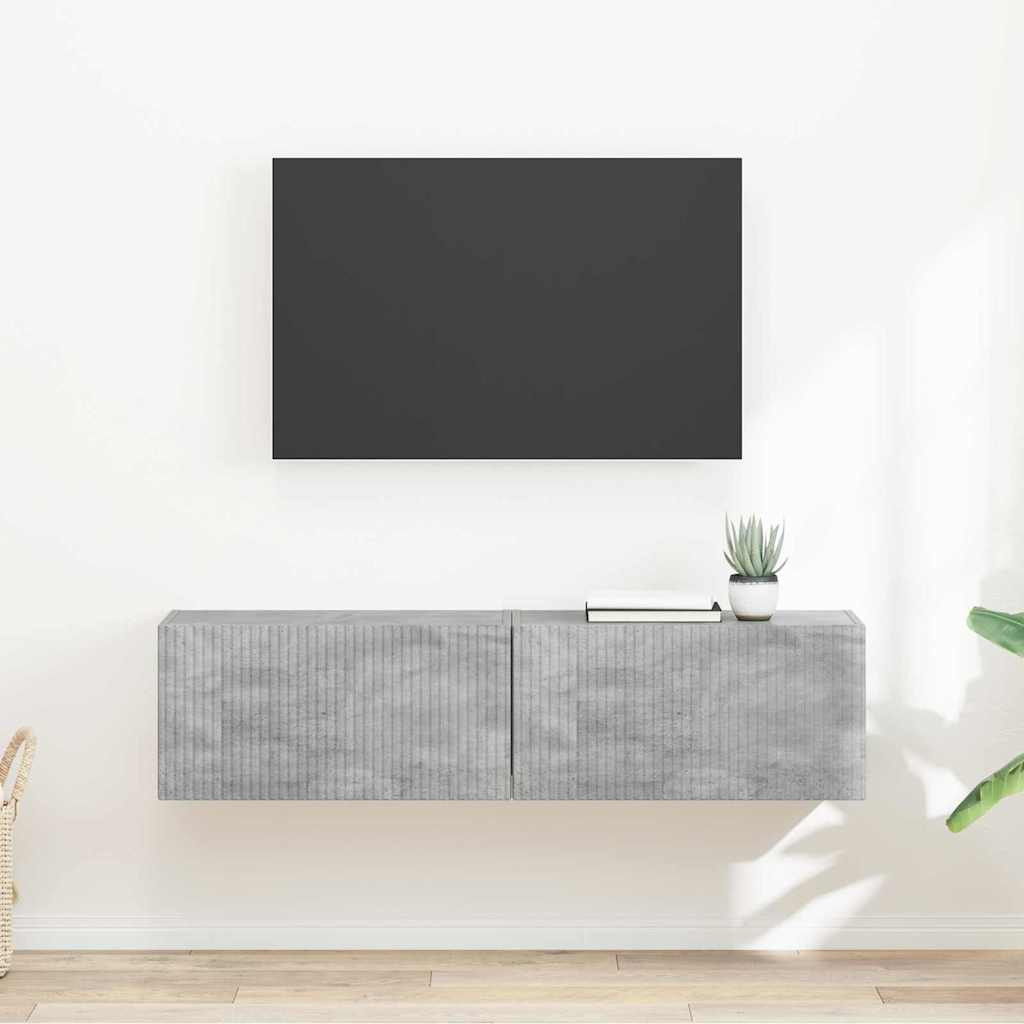 vidaXL TV-Wandschrank 2 pcs Beton 60 x 31 x 29,5 cm Holzwerkstoff