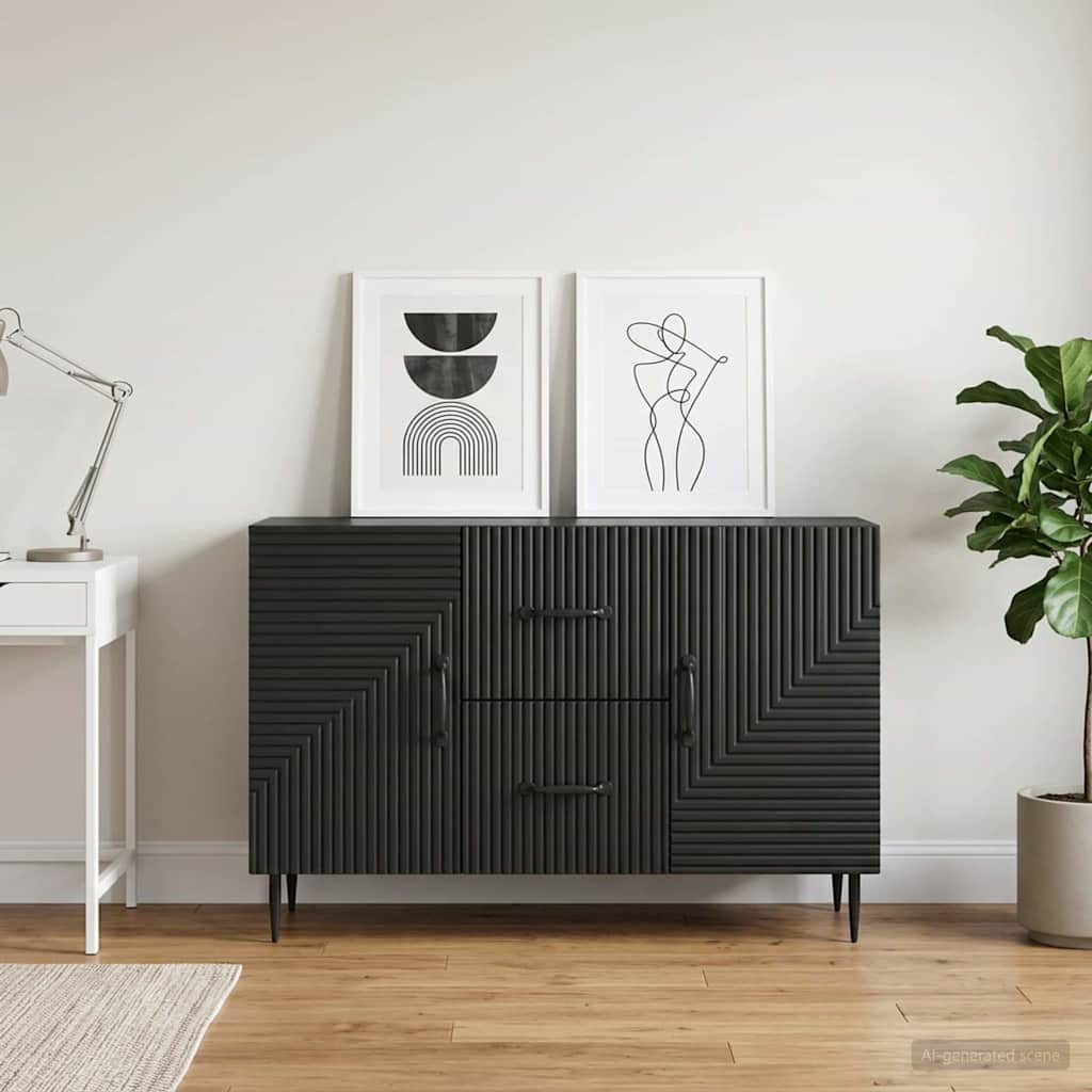 vidaXL Sideboard Schwarz 89 x 34,5 x 60 cm Holzwerkstoff