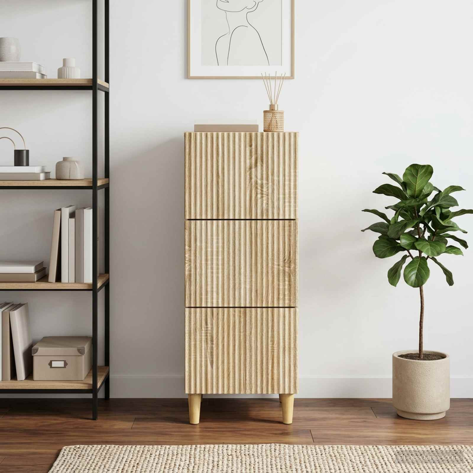 vidaXL Schubladenschrank Sonoma-Eiche 33 x 34,5 x 90 cm Holzwerkstoff