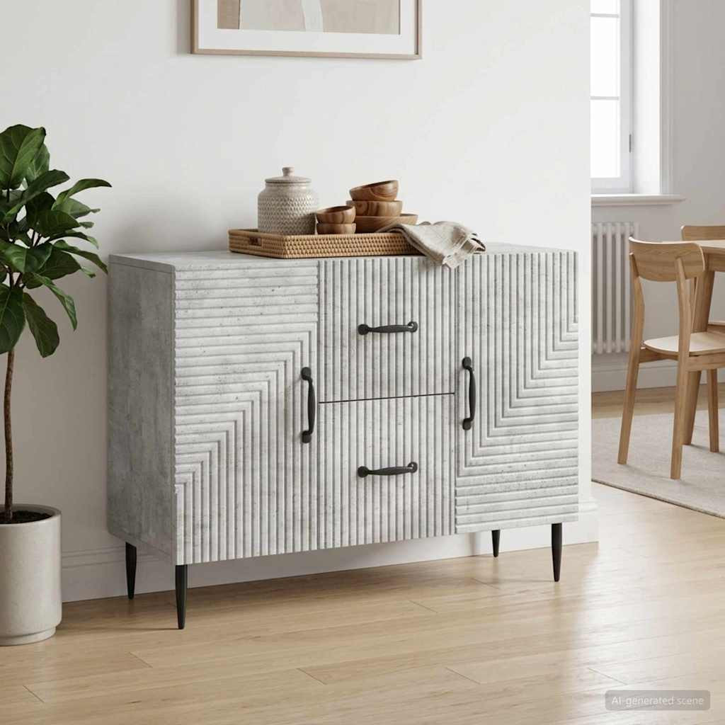 vidaXL Sideboard Betongrau 89 x 34,5 x 60 cm Holzwerkstoff