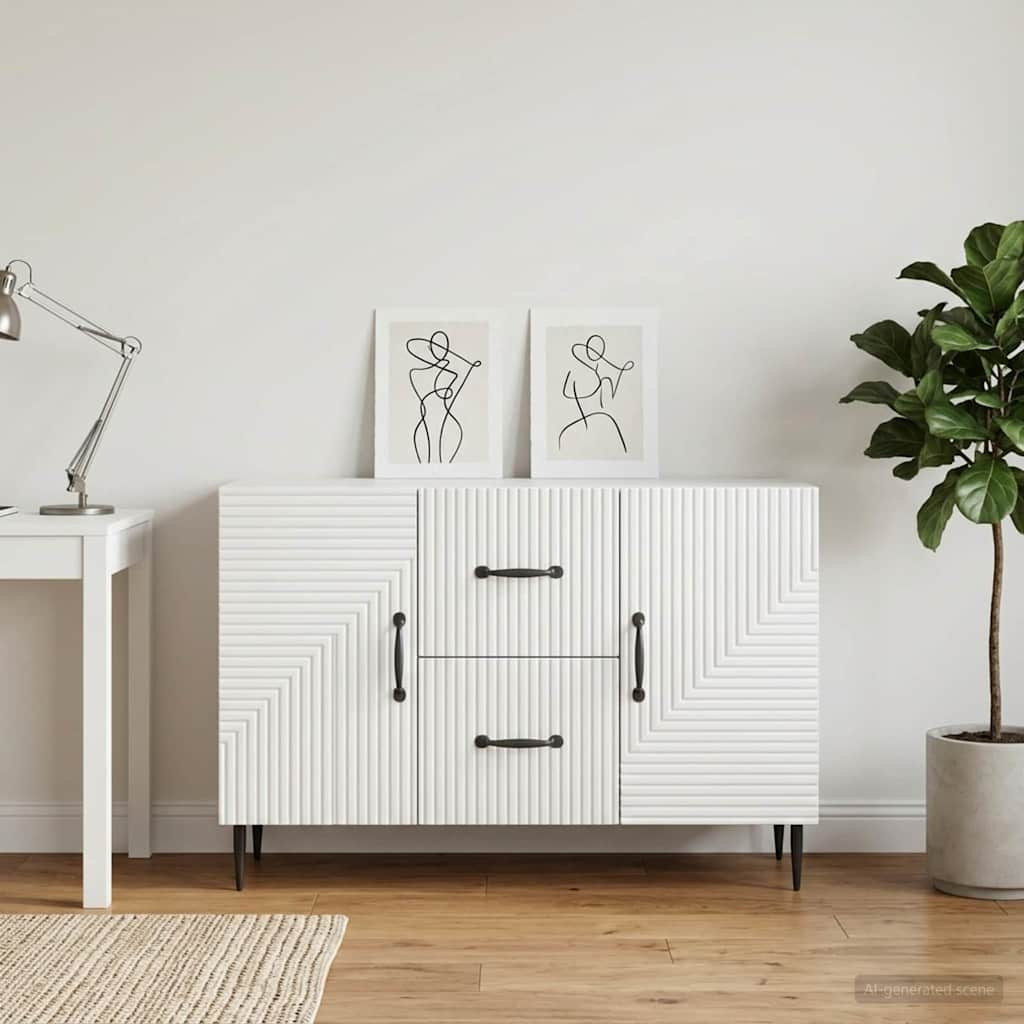 vidaXL Sideboard Hochglanz Weiß 89 x 34,5 x 60 cm Holzwerkstoff