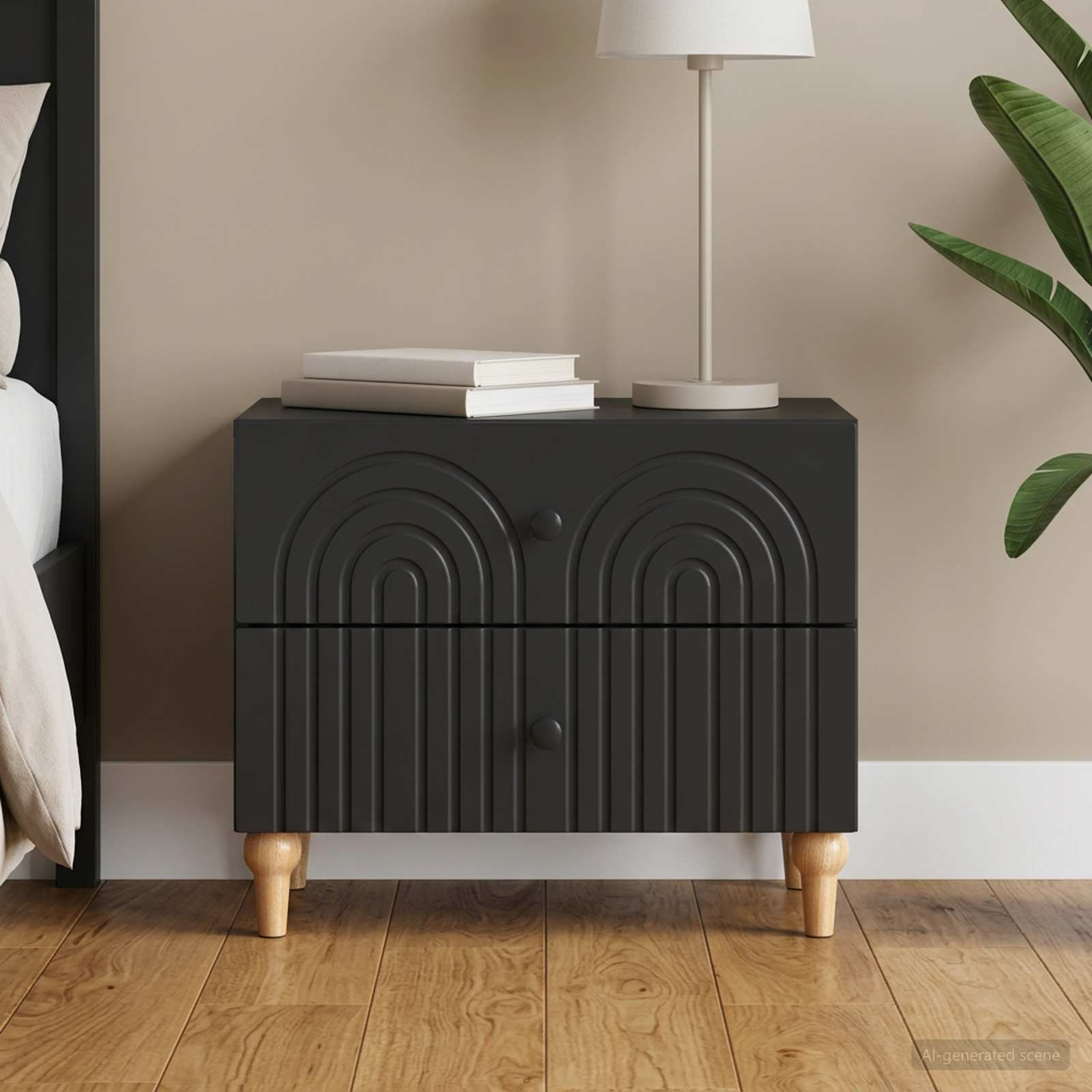 vidaXL Nachttisch Schwarz 62 x 34,5 x 48 cm Holzwerkstoff