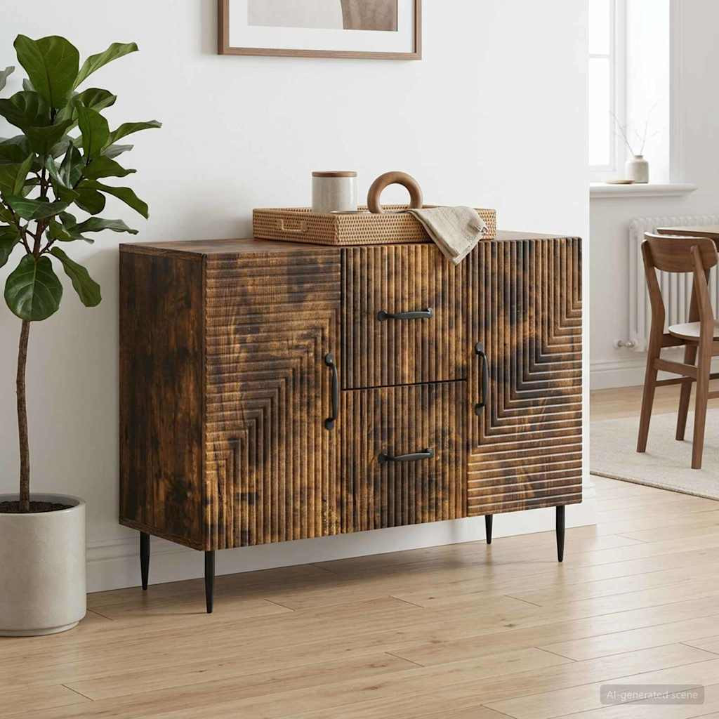 vidaXL Sideboard Geräucherte Eiche 89 x 34,5 x 60 cm Holzwerkstoff