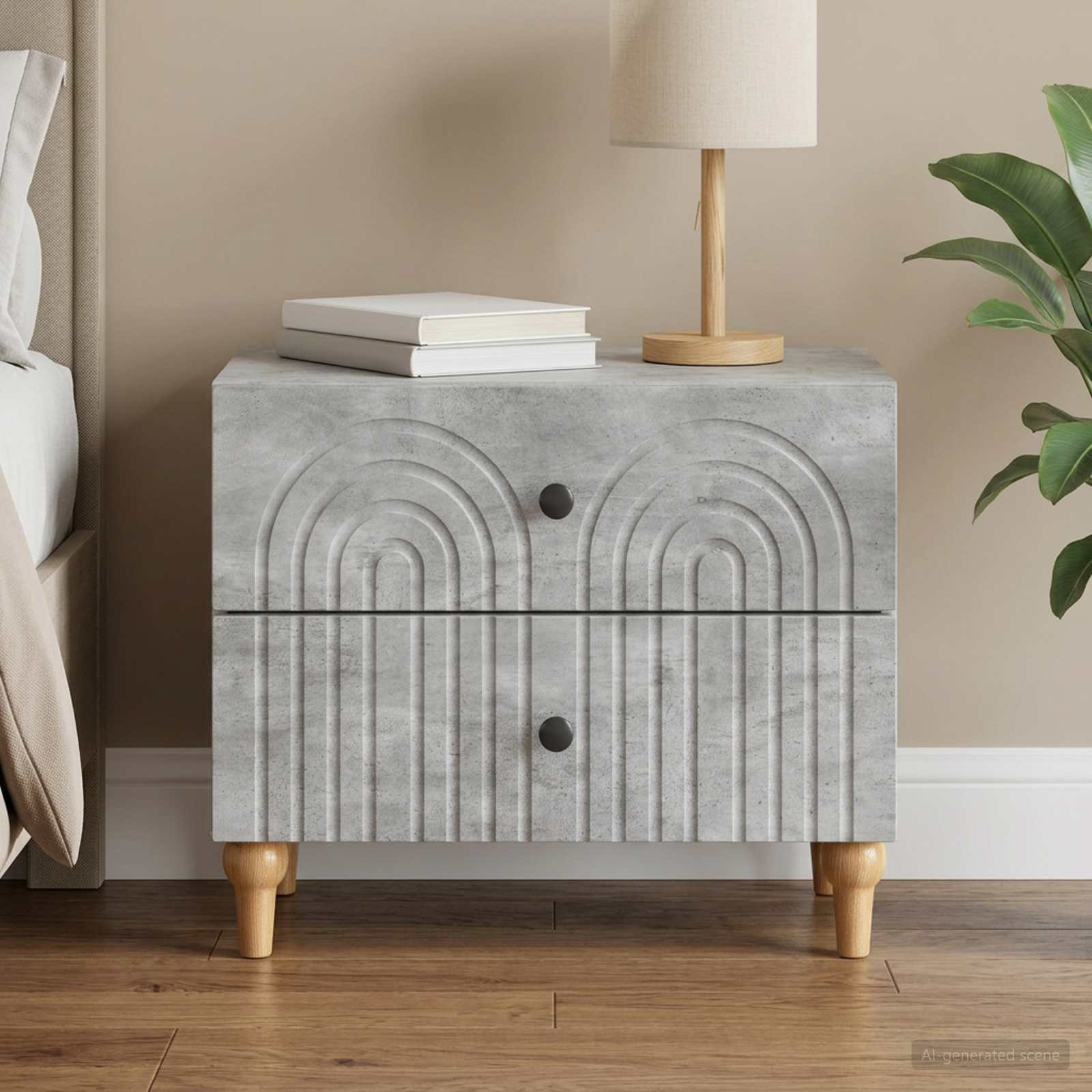 vidaXL Nachttisch Betongrau 62 x 34,5 x 48 cm Holzwerkstoff