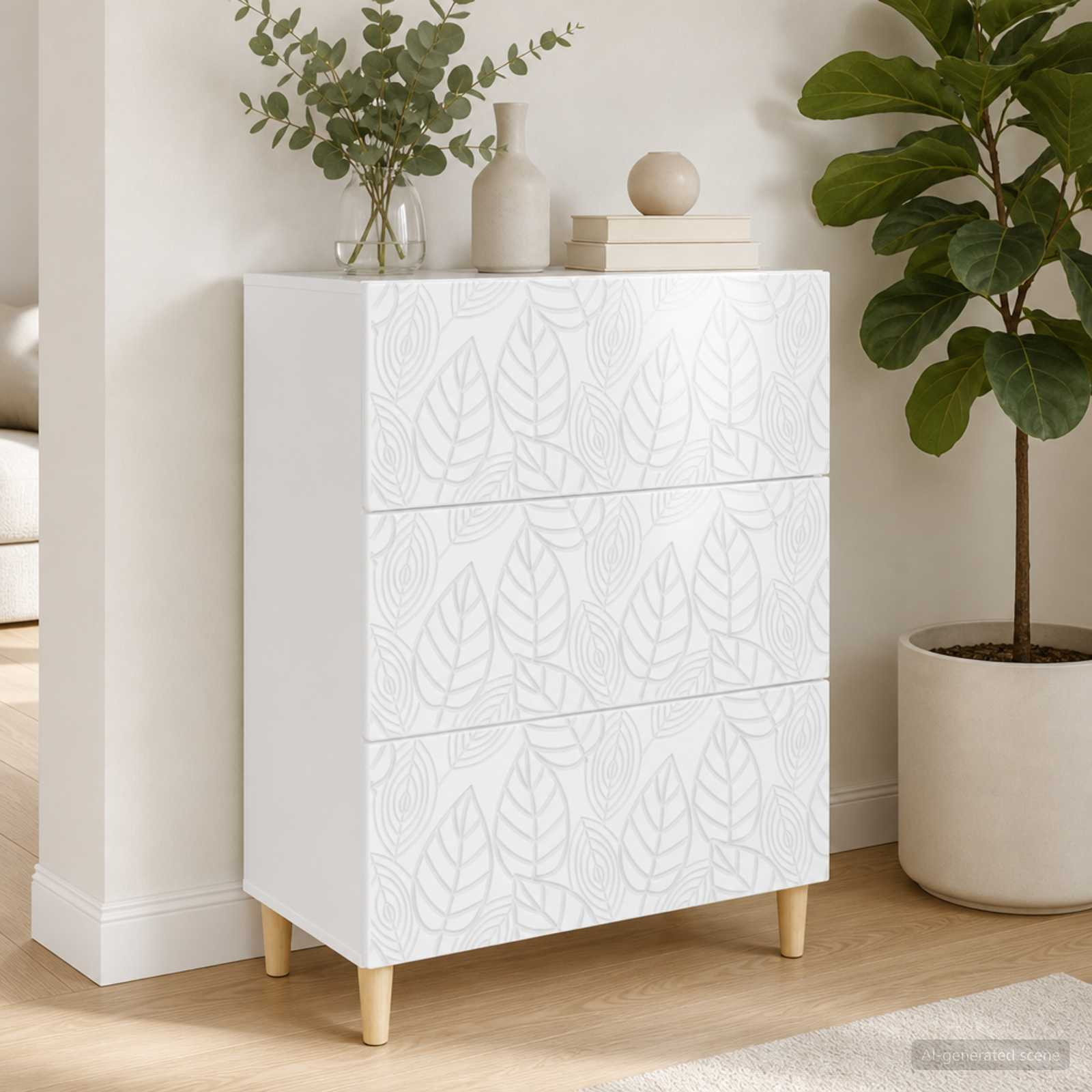 vidaXL Schubladenschrank Hochglanz Weiß 66 x 34,5 x 90 cm