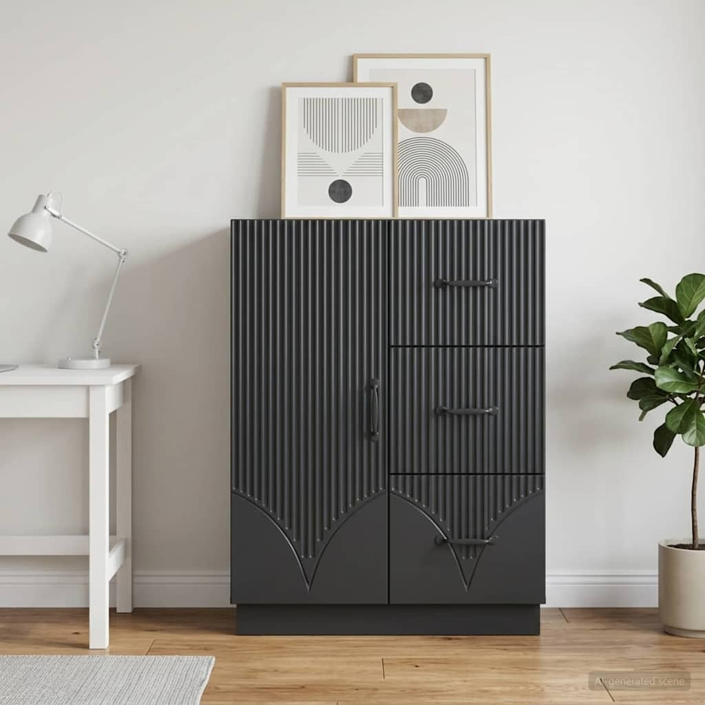 vidaXL Sideboard Schwarz 66 x 34,5 x 87 cm Holzwerkstoff
