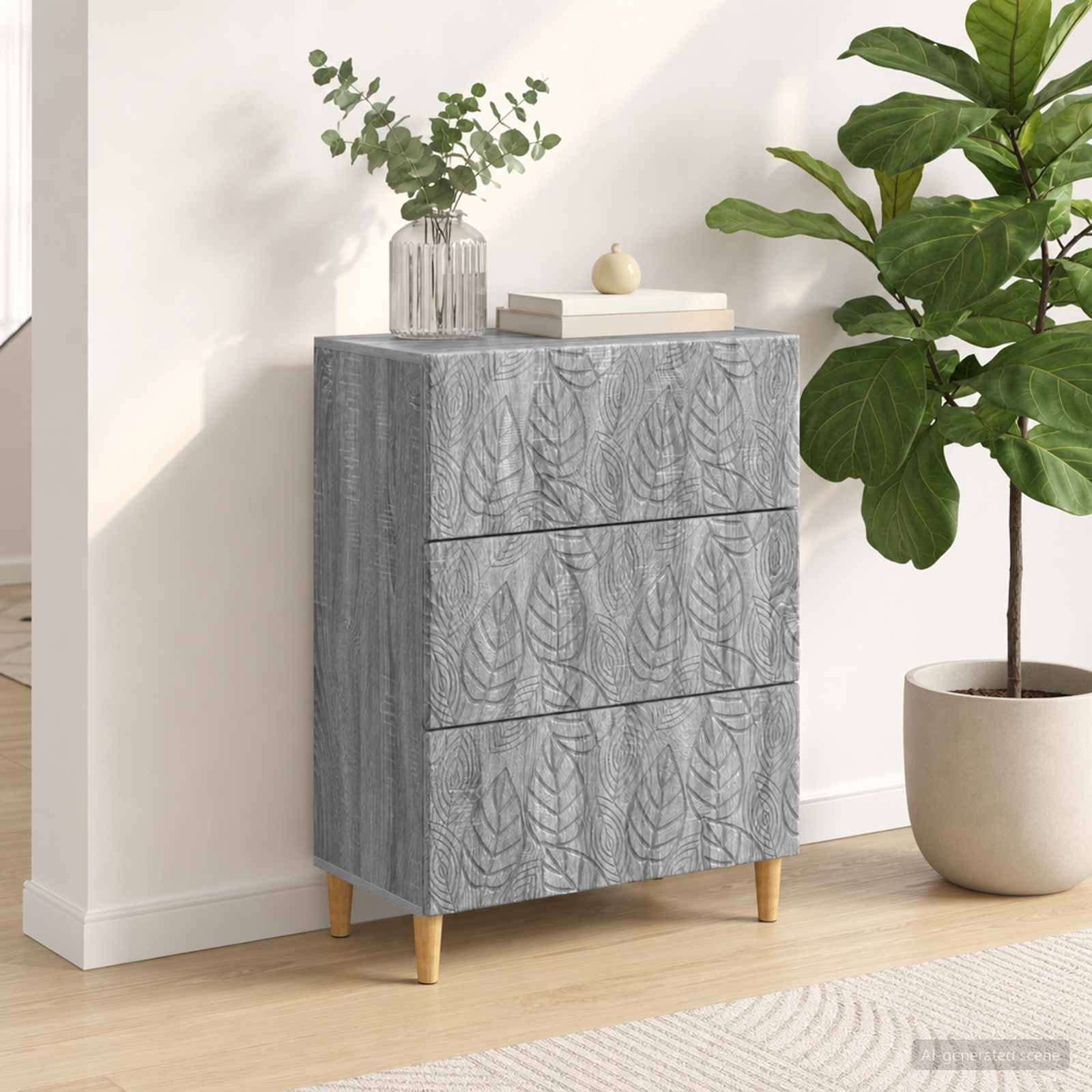 vidaXL Schubladenschrank Grau Sonoma 66 x 34,5 x 90 cm Holzwerkstoff