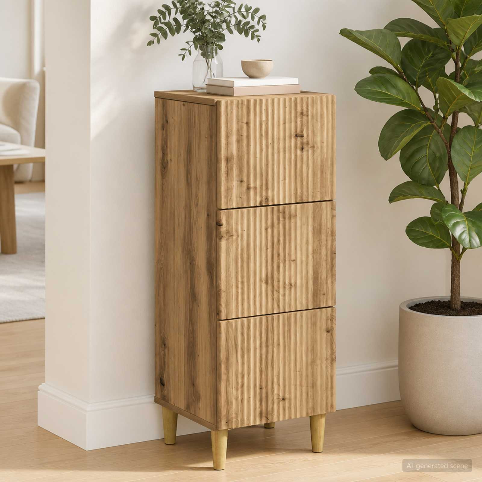 vidaXL Schubladenschrank 33 x 34,5 x 90 cm Holzwerkstoff Artisan-Eiche