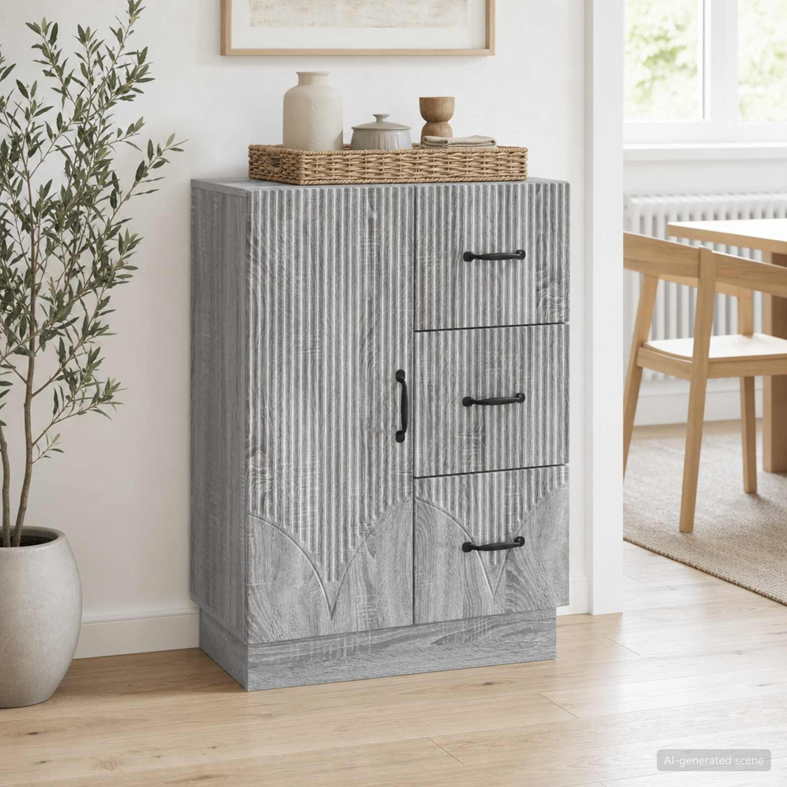 vidaXL Sideboard Graues Sonoma 66 x 34,5 x 87 cm Holzwerkstoff