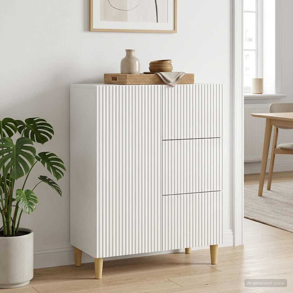 vidaXL Sideboard Hochglanz Weiß 66 x 34,5 x 90 cm Holzwerkstoff