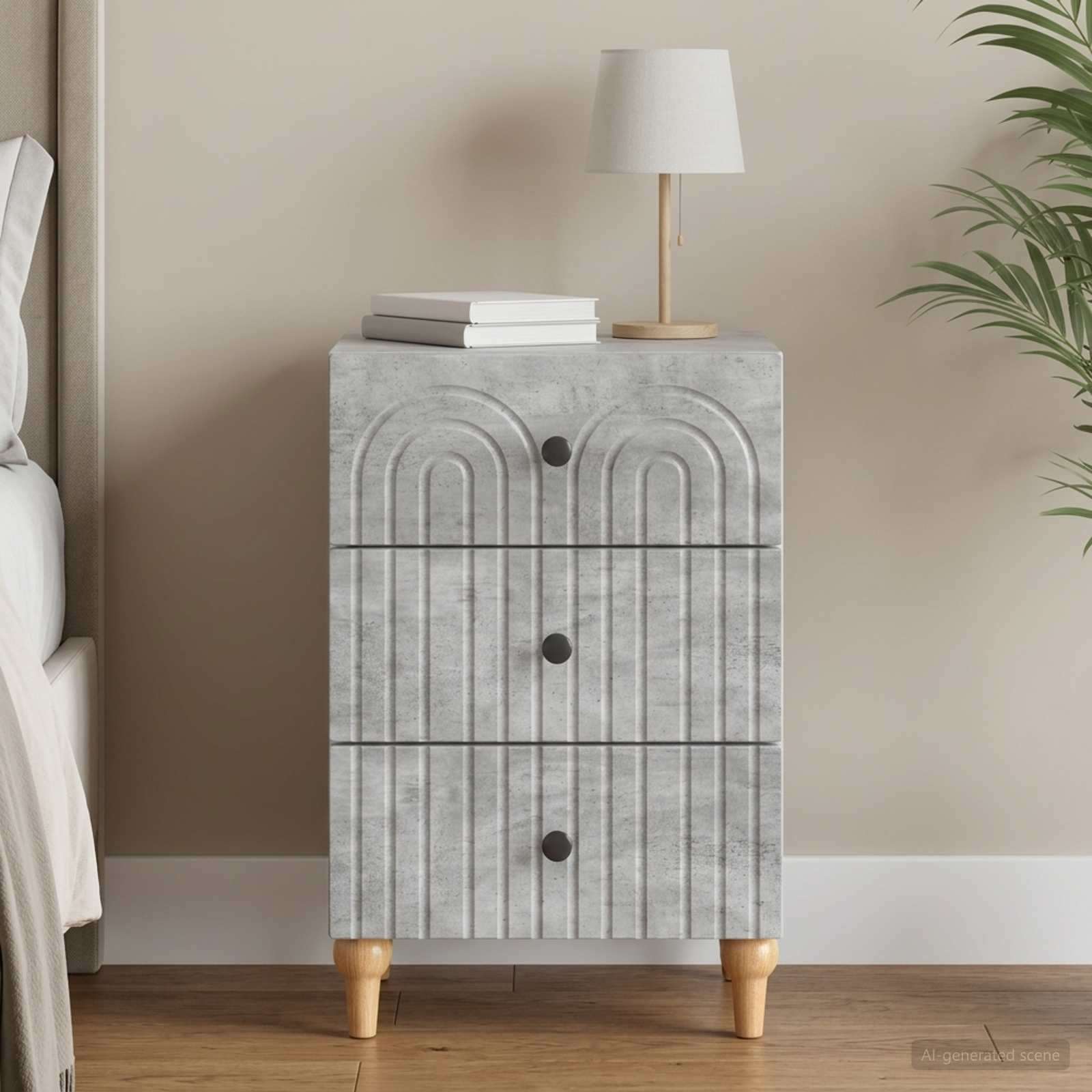 vidaXL Nachttisch Betongrau 43x 41 x 66,5 cm Holzwerkstoff