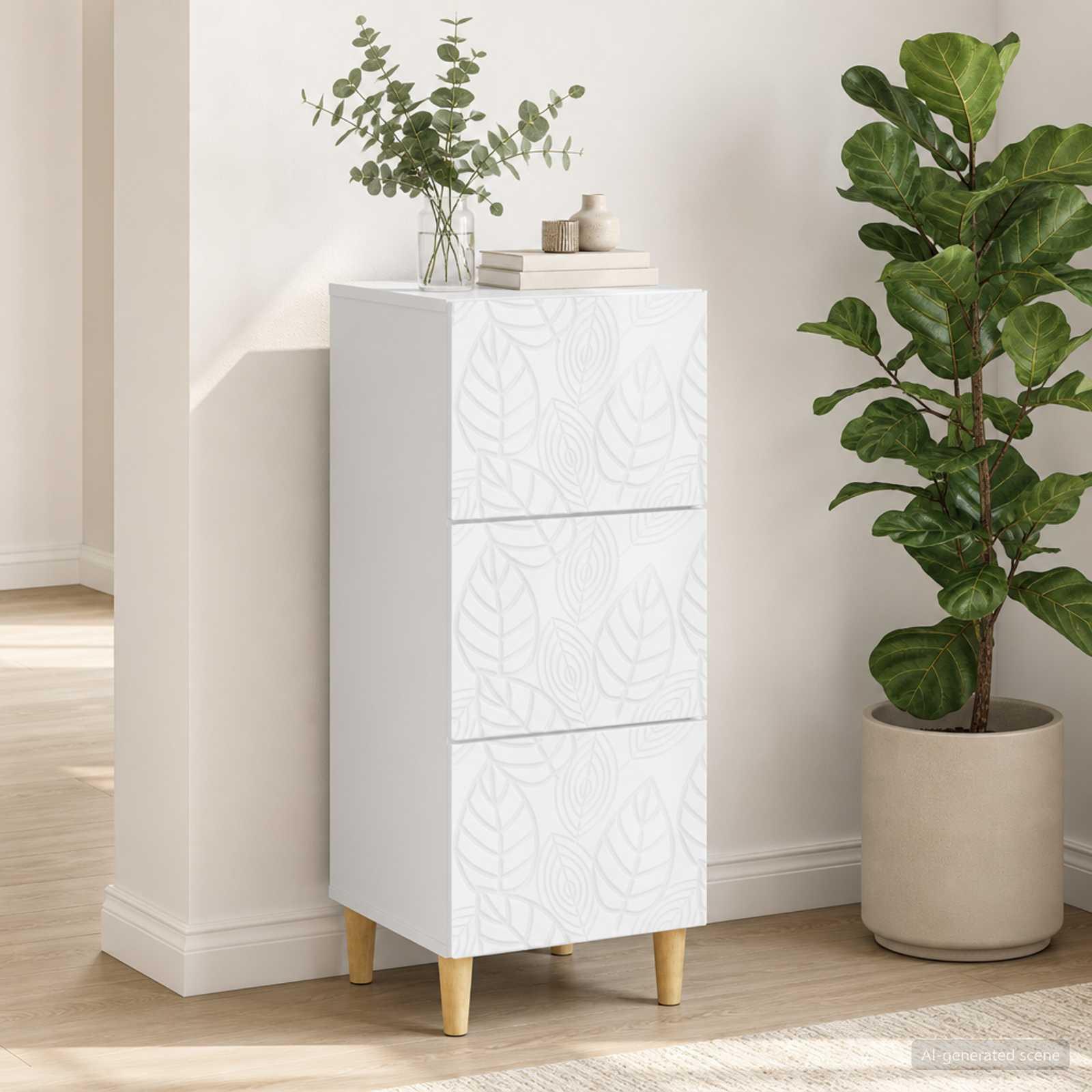 vidaXL Schubladenschrank Hochglanz Weiß 33 x 34,5 x 90 cm