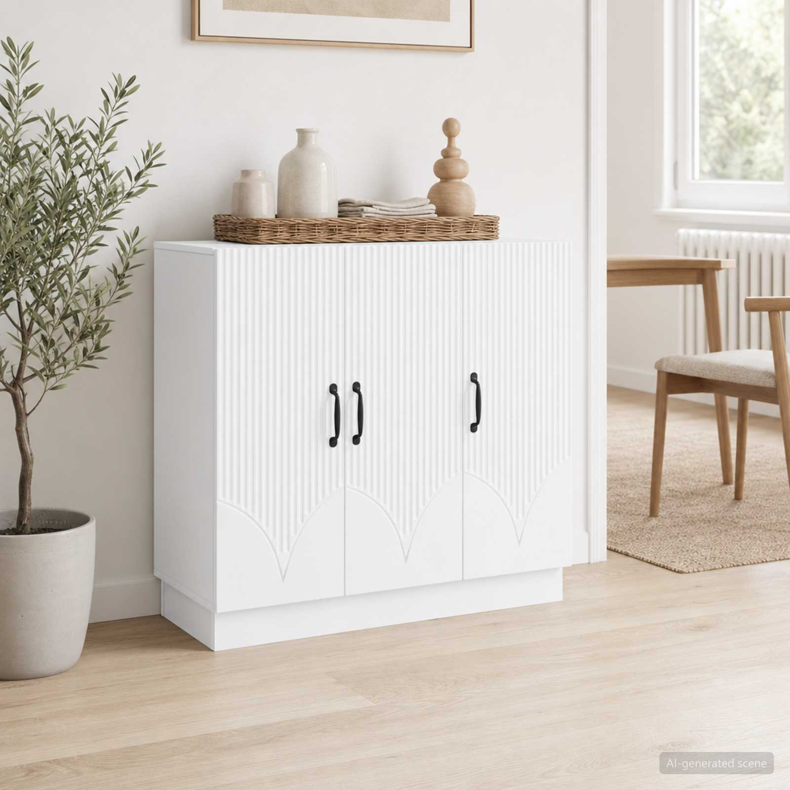 vidaXL Sideboard Weiß 89 x 34,5 x 77 cm Holzwerkstoff
