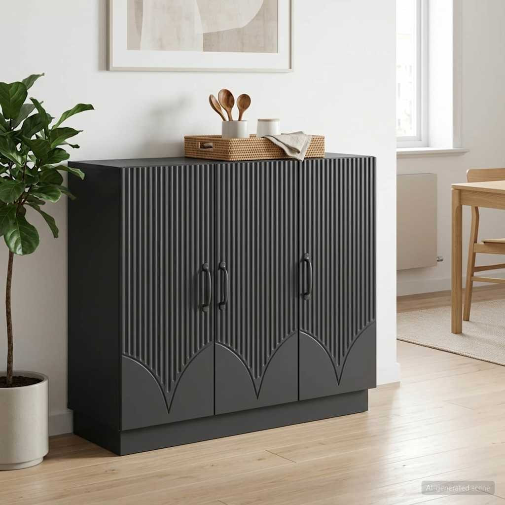 vidaXL Sideboard Schwarz 89 x 34,5 x 77 cm Holzwerkstoff
