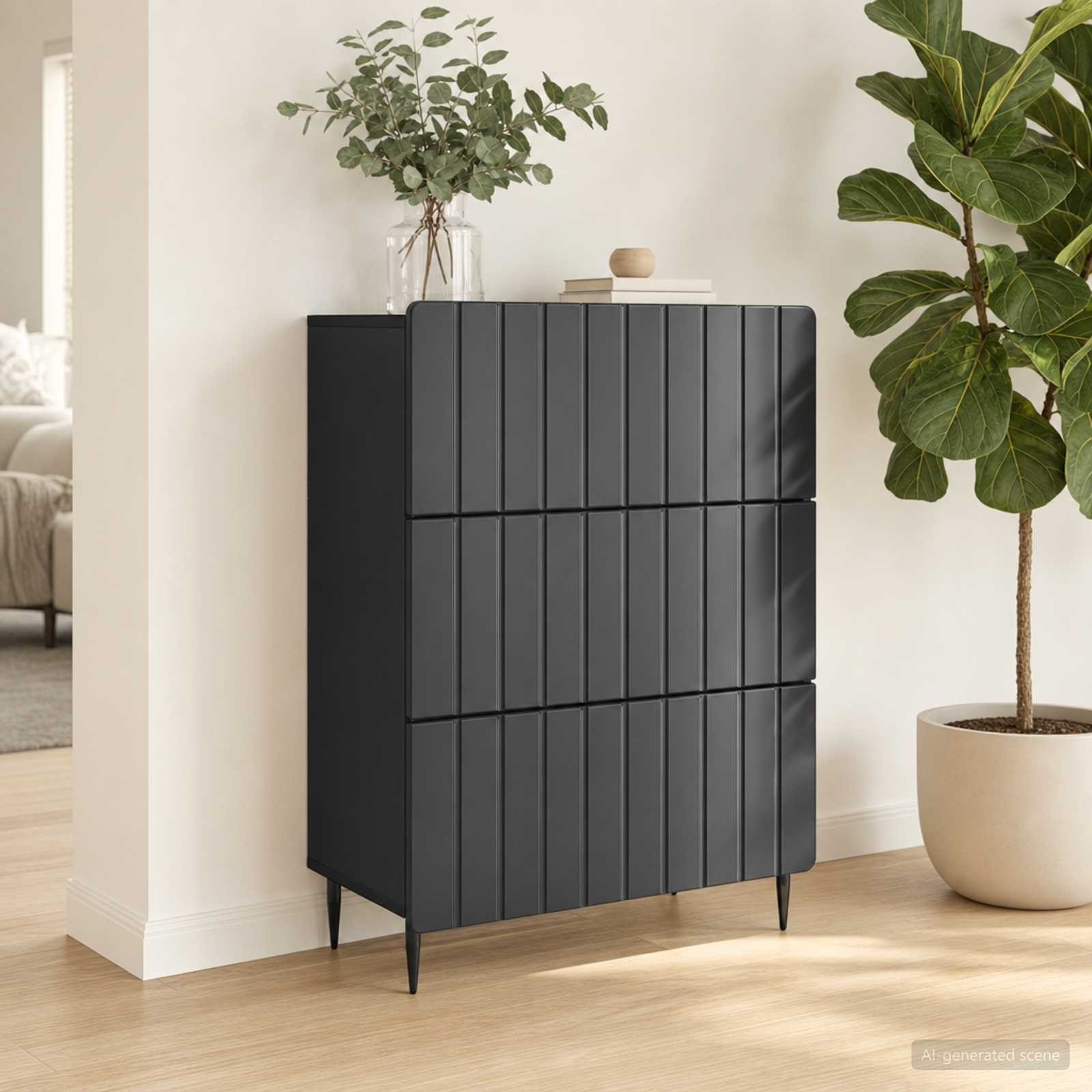 vidaXL Schubladenschrank Schwarz 66 x 34,5 x 92 cm Holzwerkstoff