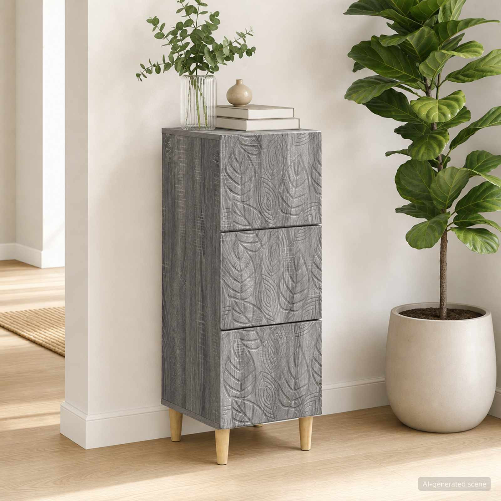 vidaXL Schubladenschrank Grau Sonoma 33 x 34,5 x 90 cm Holzwerkstoff