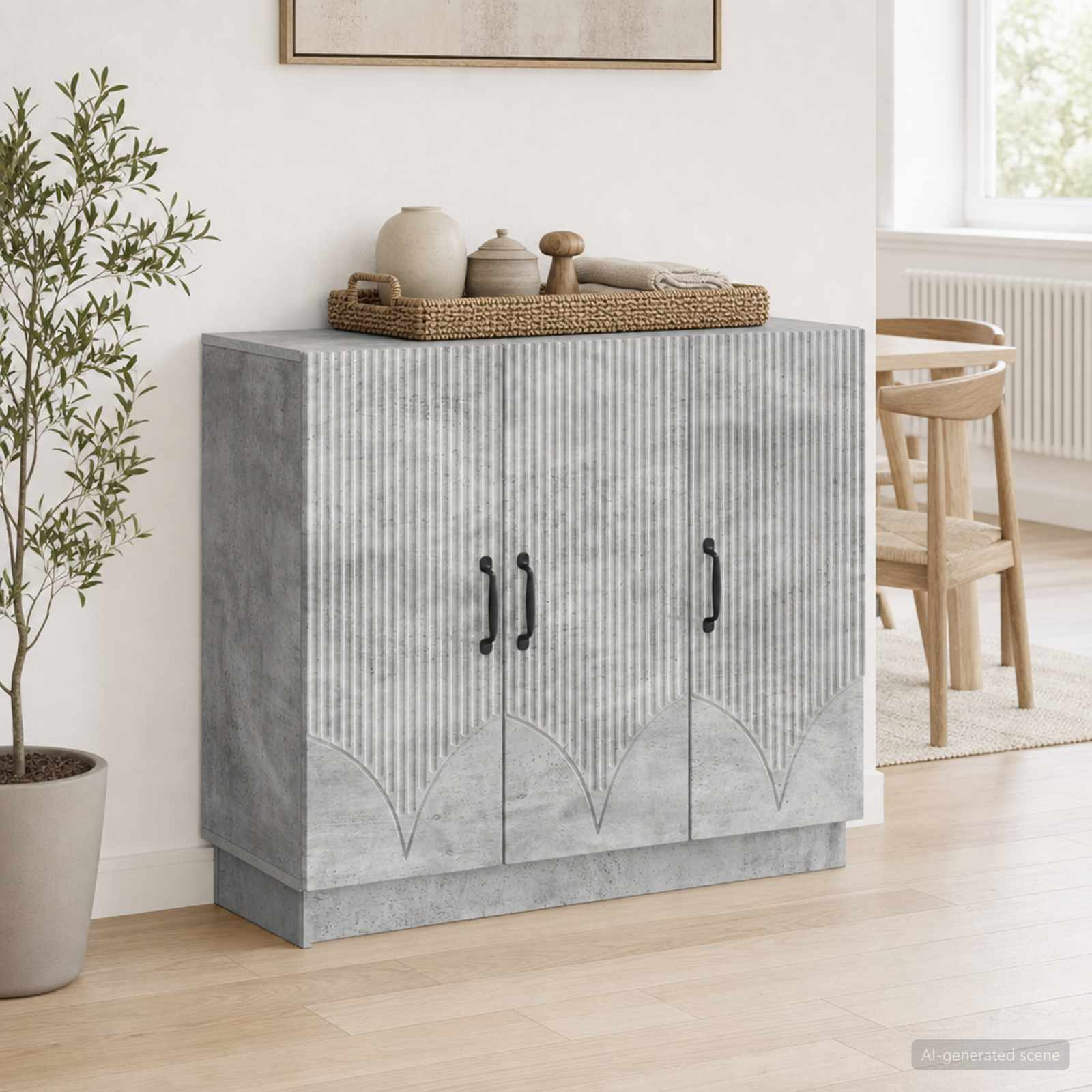 vidaXL Sideboard Betongrau 89 x 34,5 x 77 cm Holzwerkstoff