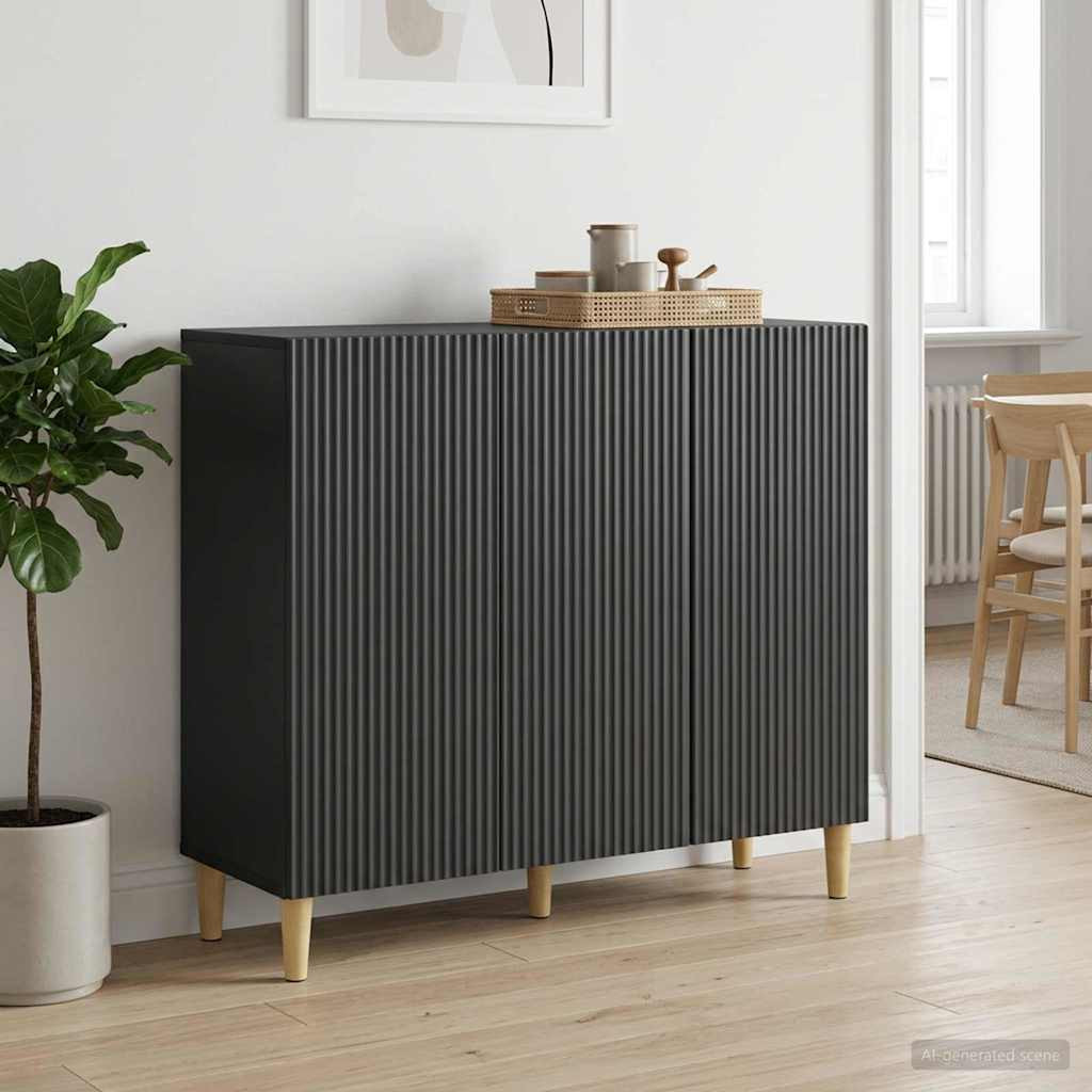 vidaXL Sideboard Schwarz 89 x 34,5 x 80 cm Holzwerkstoff