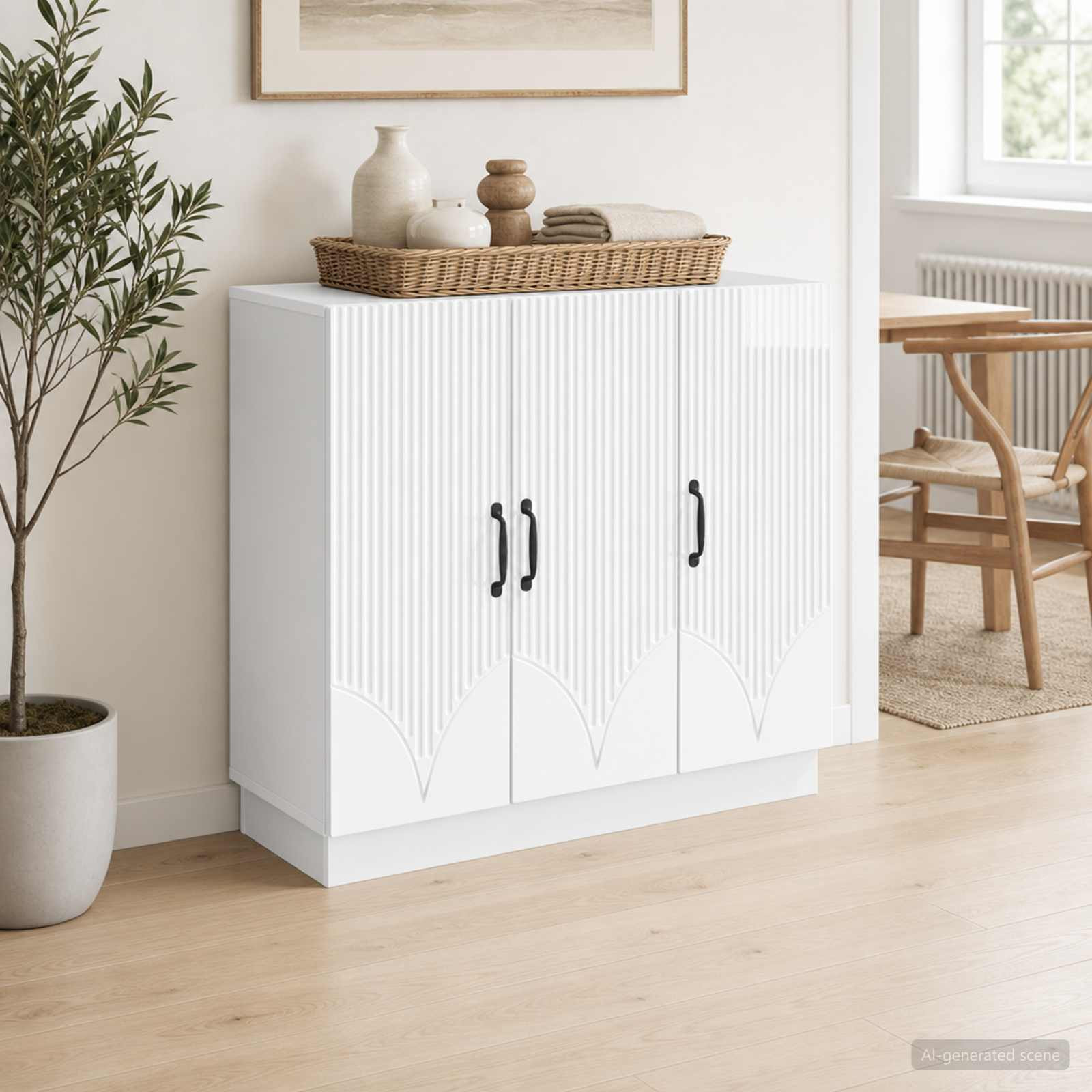 vidaXL Sideboard Hochglanz Weiß 89 x 34,5 x 77 cm Holzwerkstoff