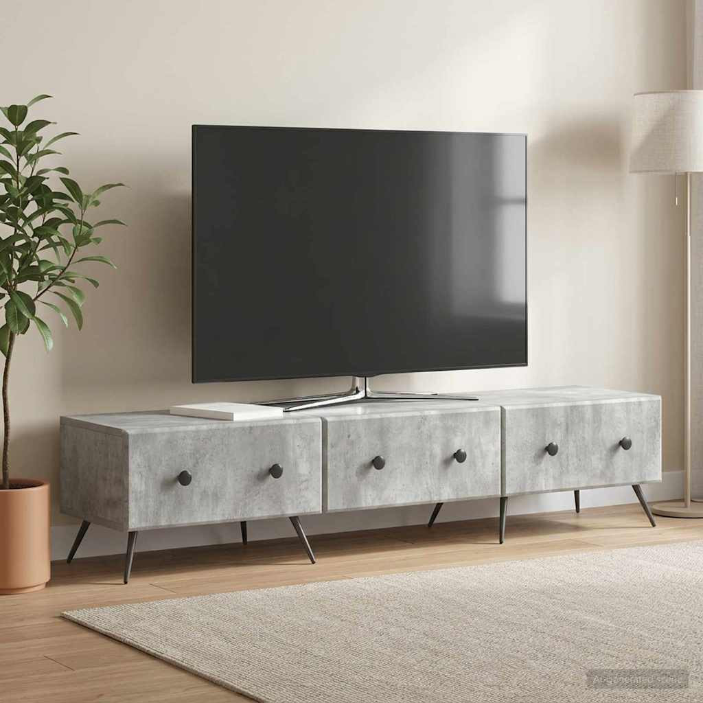 vidaXL TV-Schränk Betongrau 147 x 34,5 x 30 cm Holzwerkstoff