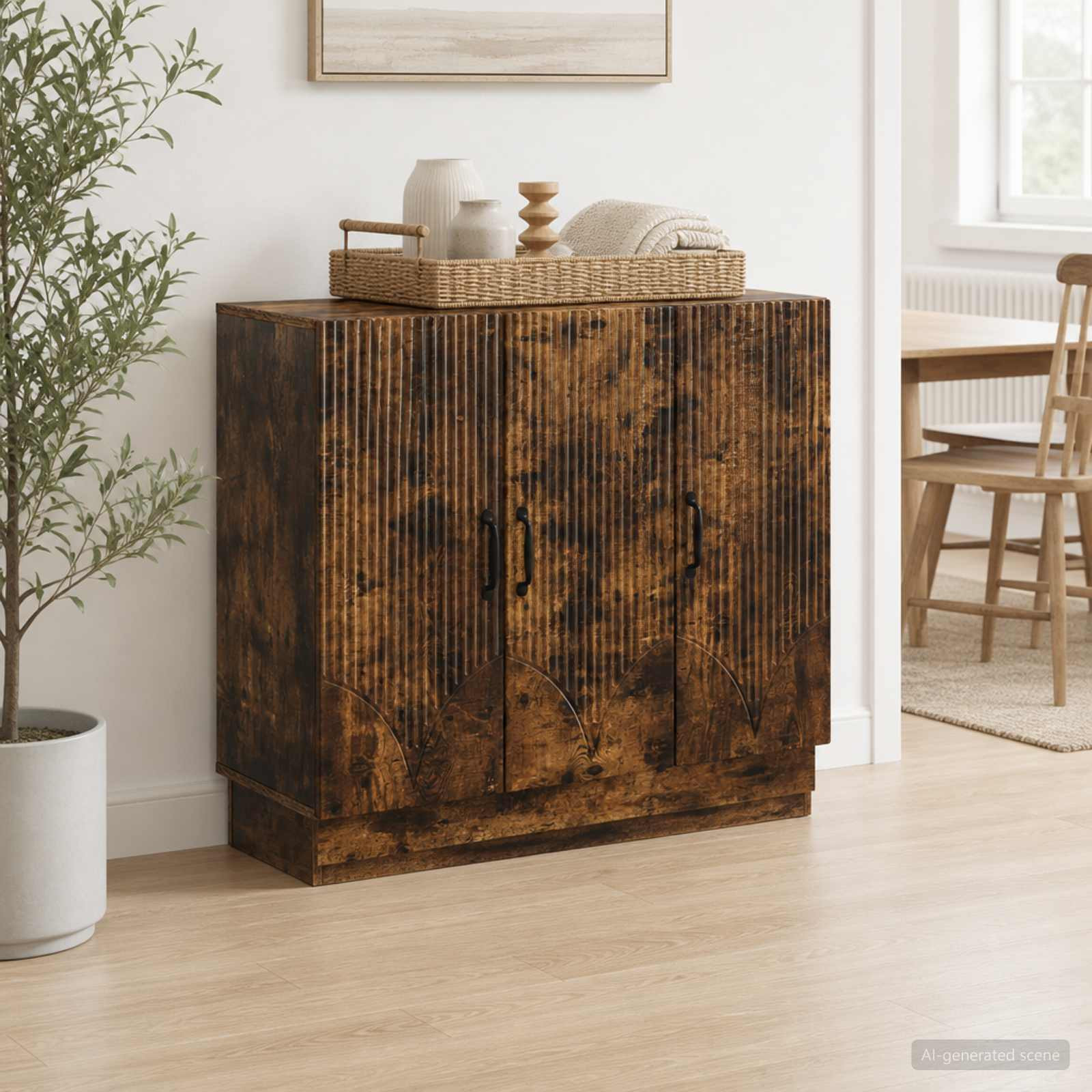 vidaXL Sideboard Geräucherte Eiche 89 x 34,5 x 77 cm Holzwerkstoff