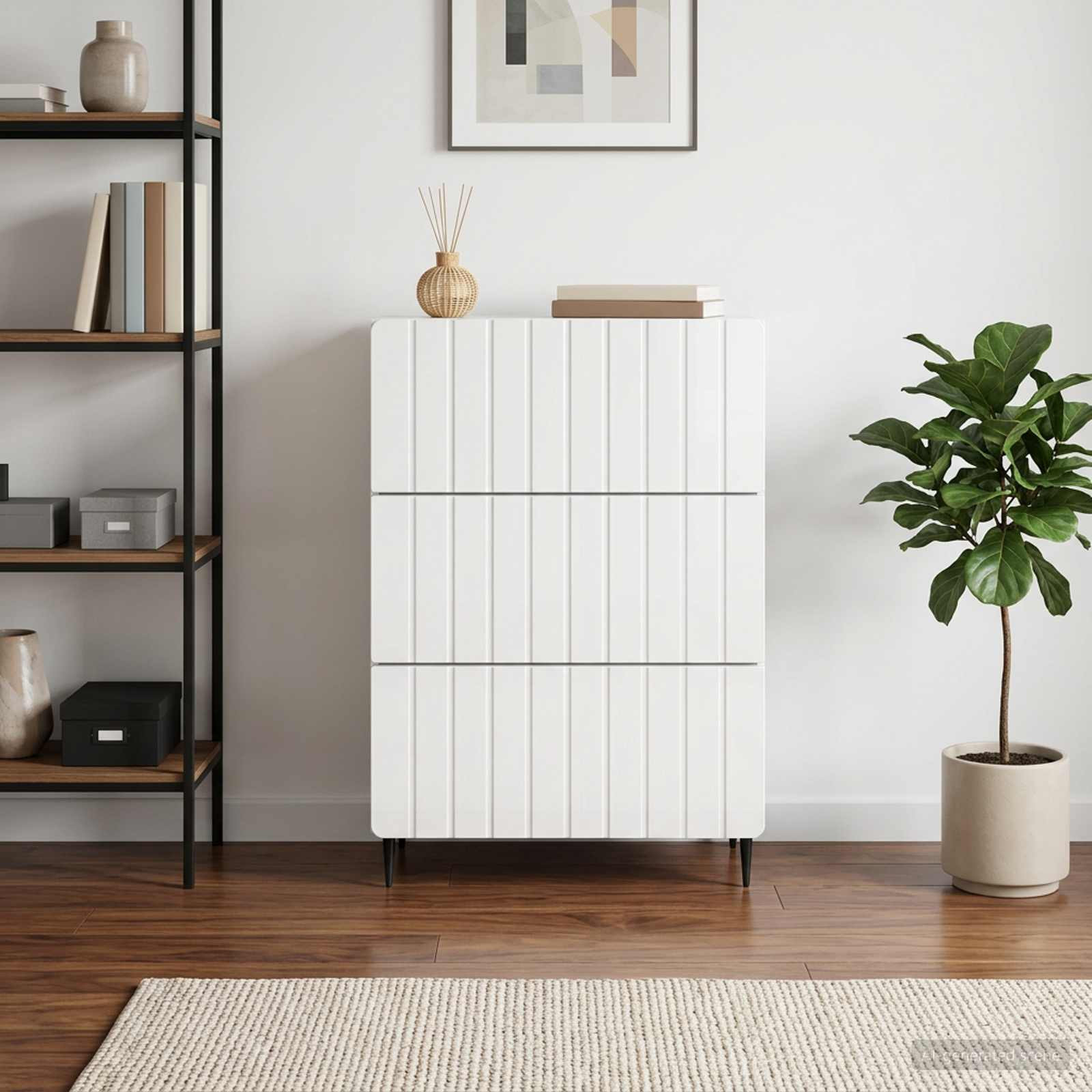 vidaXL Schubladenschrank Hochglanz Weiß 66 x 34,5 x 92 cm